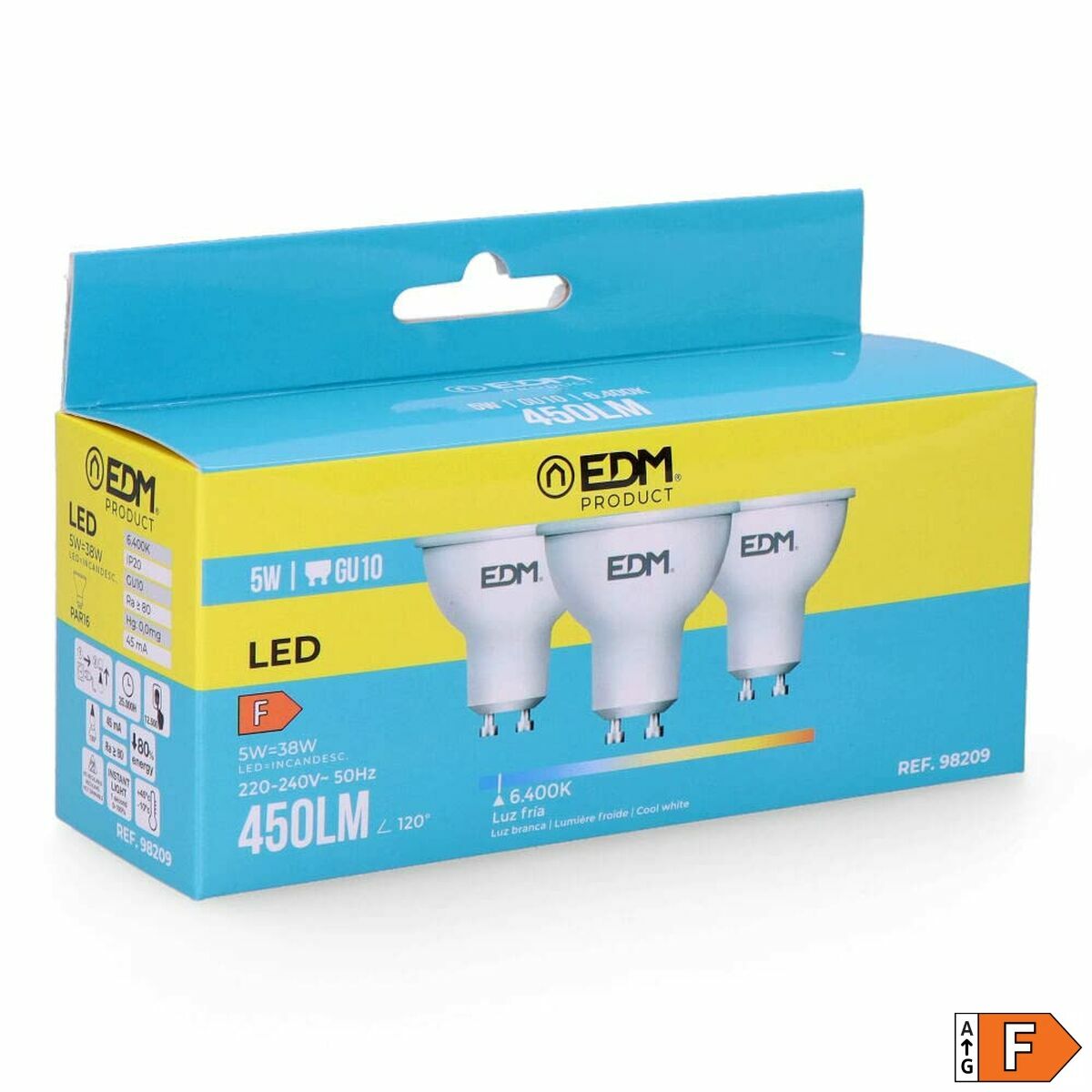 Confezione da 3 lampadine LED EDM 98209 F 5 W 45 W 38 W GU10 450 lm Ø 5 x 5,5 cm (6400 K) 3 S7917420_1