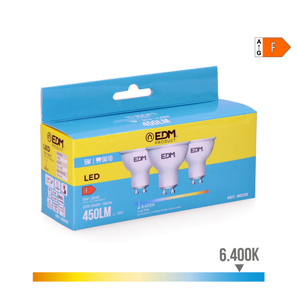 Confezione da 3 lampadine LED EDM 98209 F 5 W 45 W 38 W GU10 450 lm Ø 5 x 5,5 cm (6400 K) 5 S7917420_3