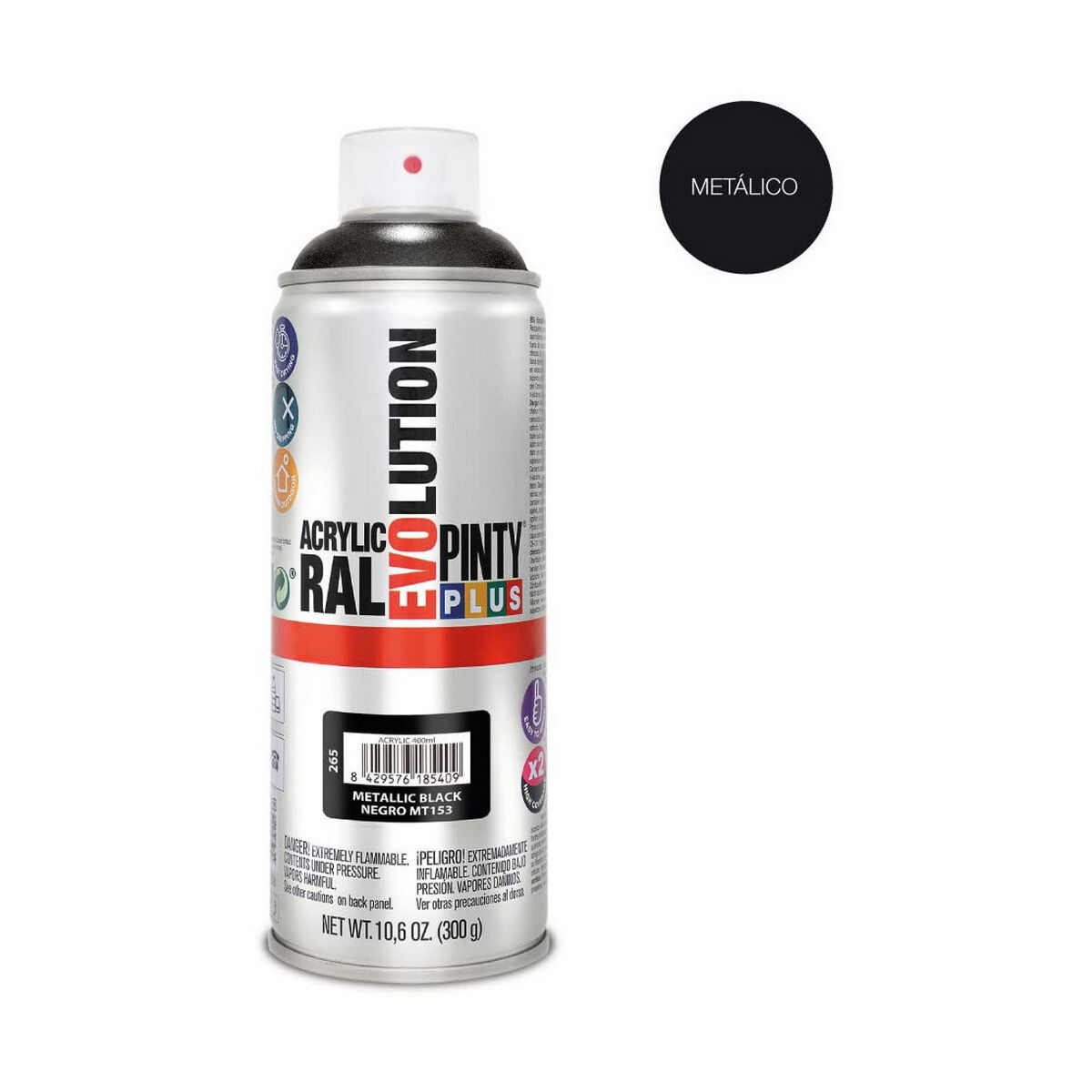 Vernice spray Pintyplus Evolution MT153 Metallizzato 400 ml Nero 3 S7902625_1
