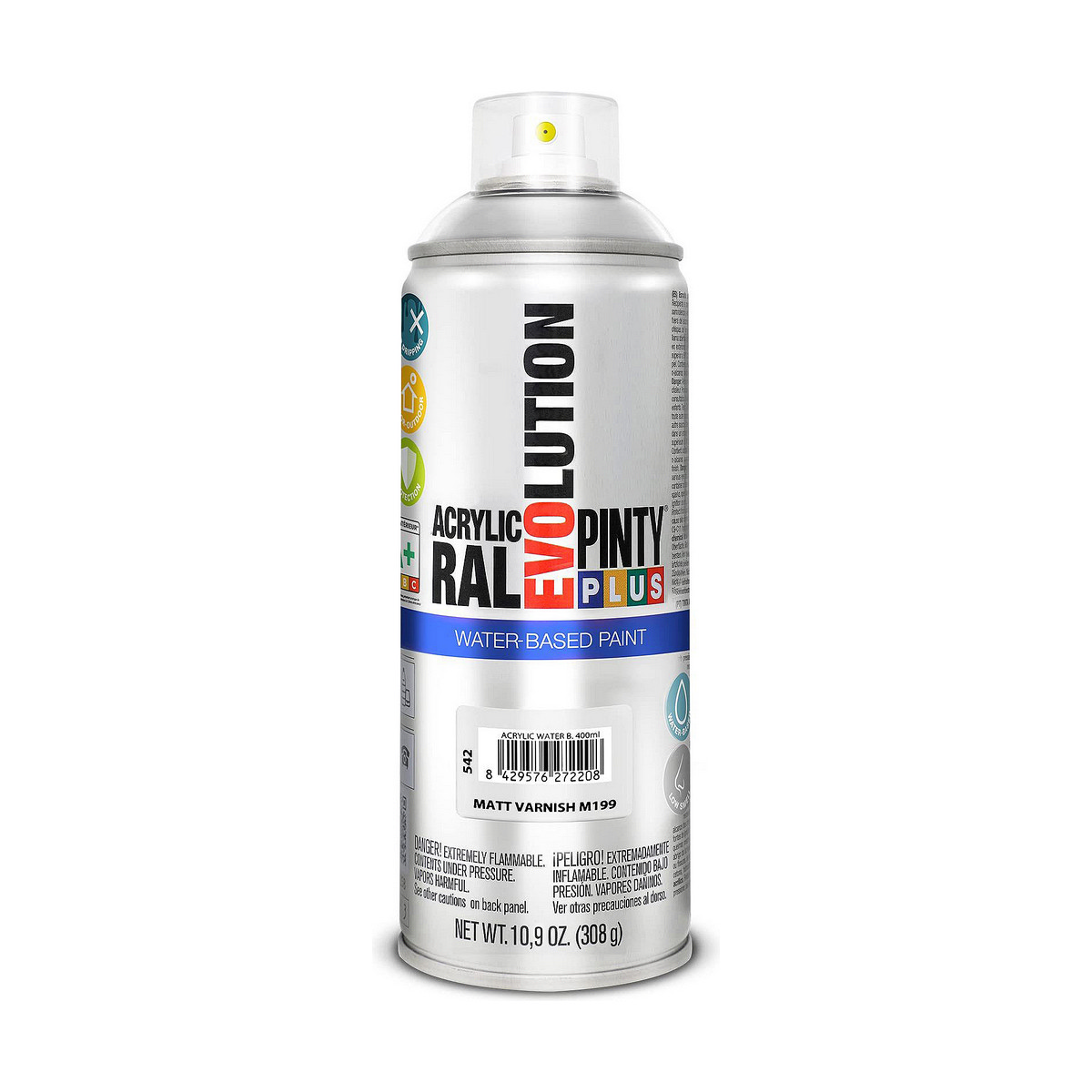 Vernice Spray Pintyplus Evolution M199 Mat Base d'acqua 400 ml Incolore 2 S7910625_0