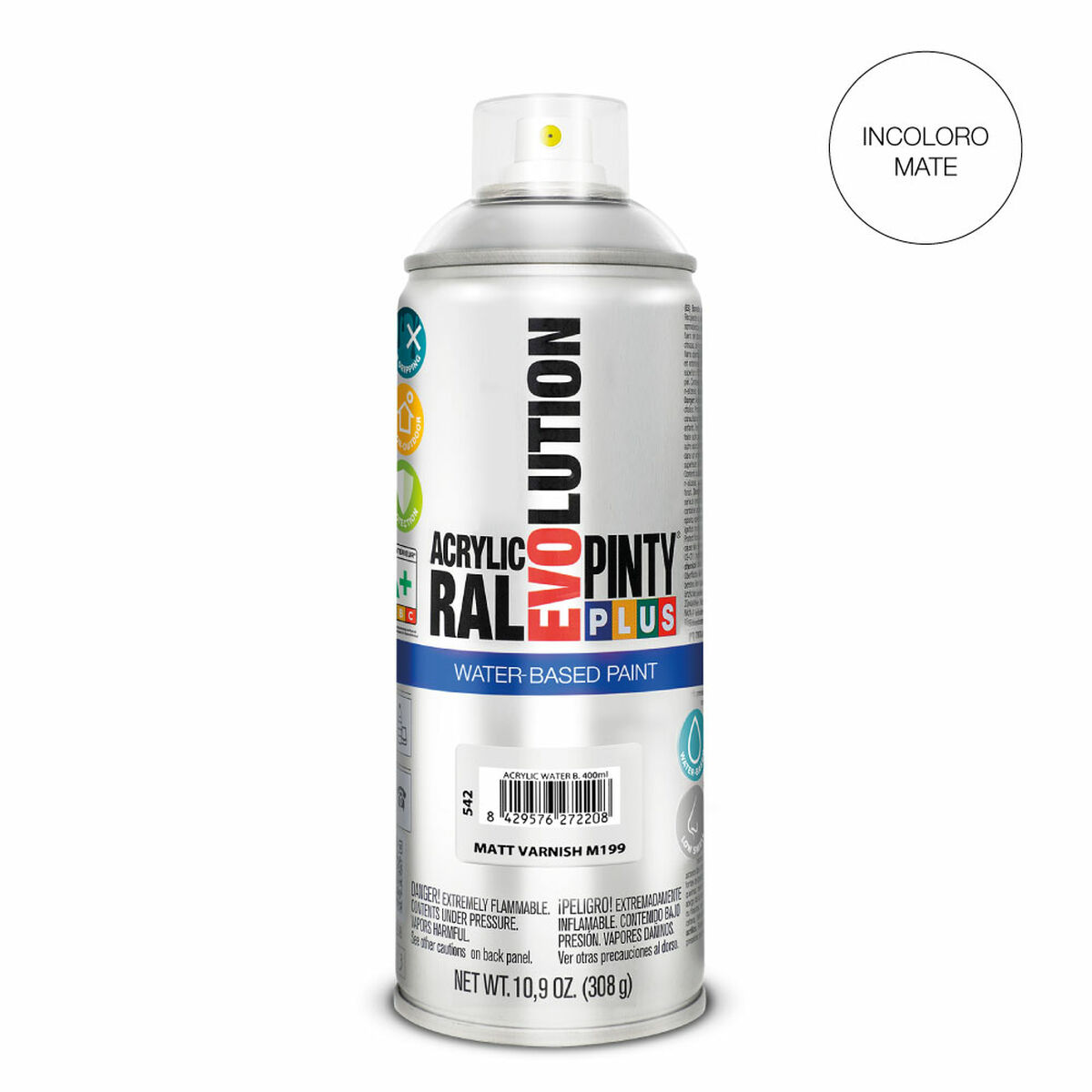 Vernice Spray Pintyplus Evolution M199 Mat Base d'acqua 400 ml Incolore 3 S7910625_1