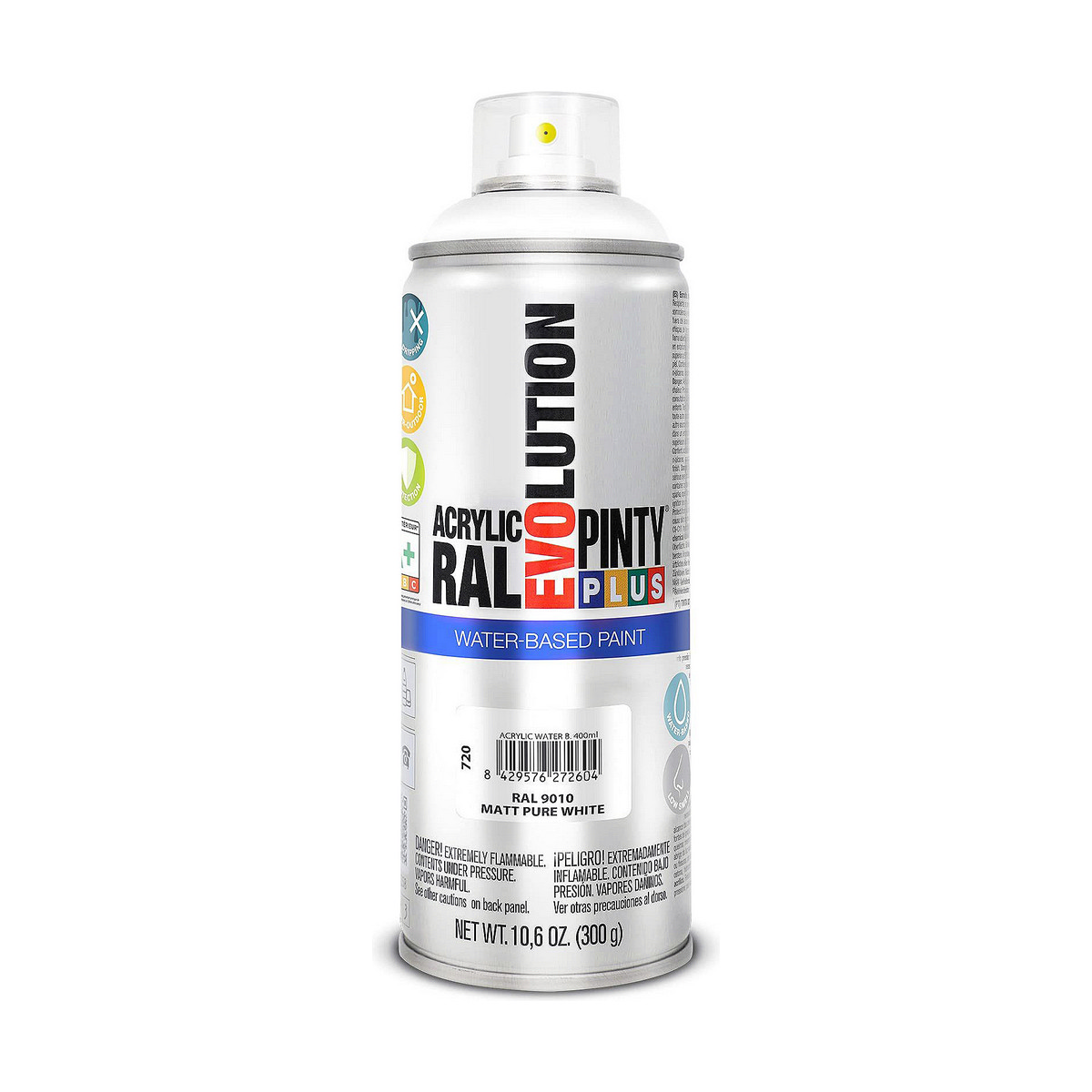 Vernice spray Pintyplus Evolution RAL 9010 Mat Base d'acqua Pure White 400 ml 2 S7910627_0