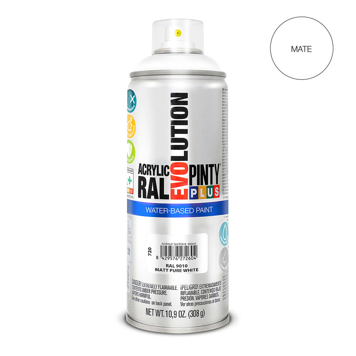 Vernice spray Pintyplus Evolution RAL 9010 Mat Base d'acqua Pure White 400 ml 3 S7910627_1