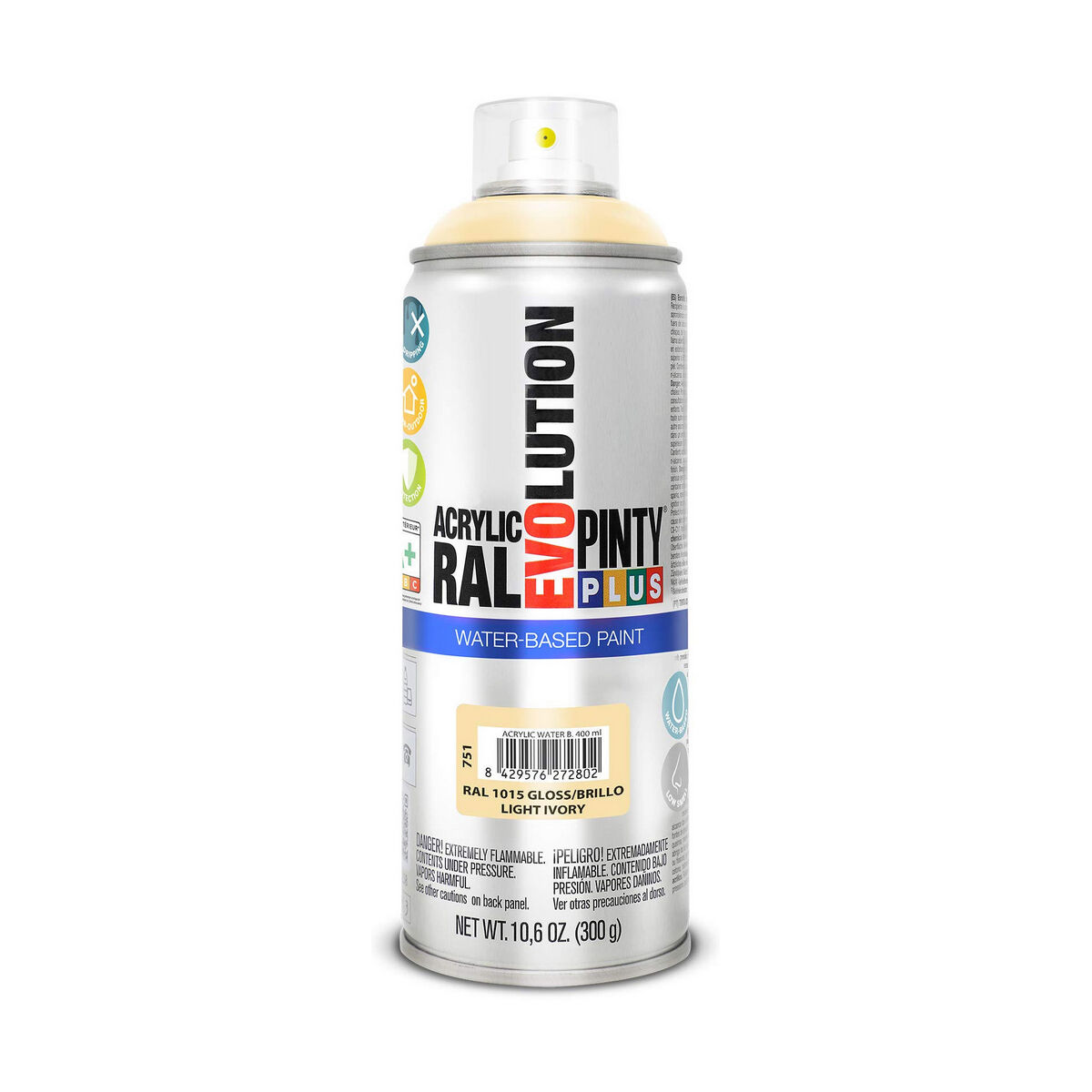 Vernice spray Pintyplus Evolution RAL 1015 400 ml Base d'acqua Light Ivory 2 S7910628_0