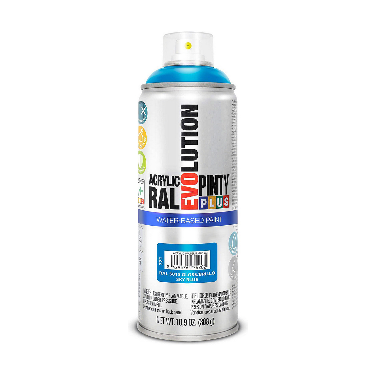 Vernice spray Pintyplus Evolution RAL 5015 Base d'acqua Sky Blue 400 ml 2 S7910633_0