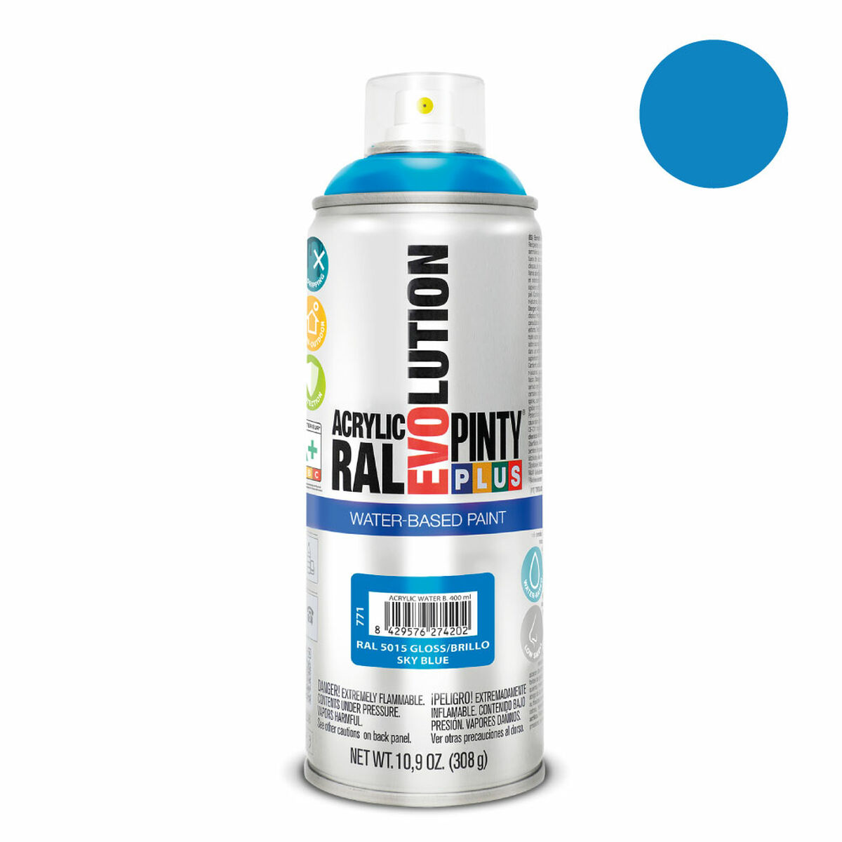 Vernice spray Pintyplus Evolution RAL 5015 Base d'acqua Sky Blue 400 ml 3 S7910633_1
