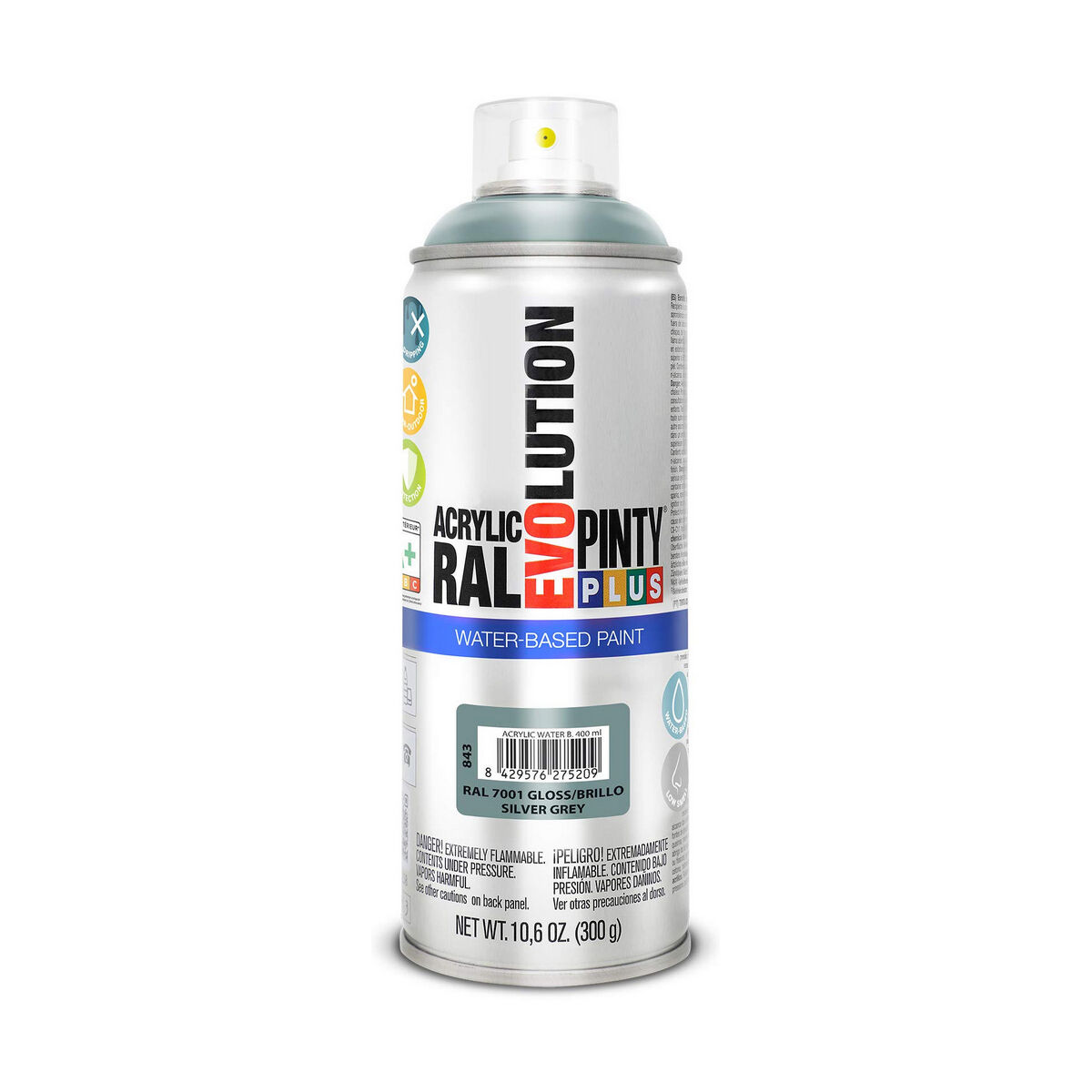 Vernice spray Pintyplus Evolution RAL 7001 400 ml Base d'acqua Silver Grey 2 S7910637_0