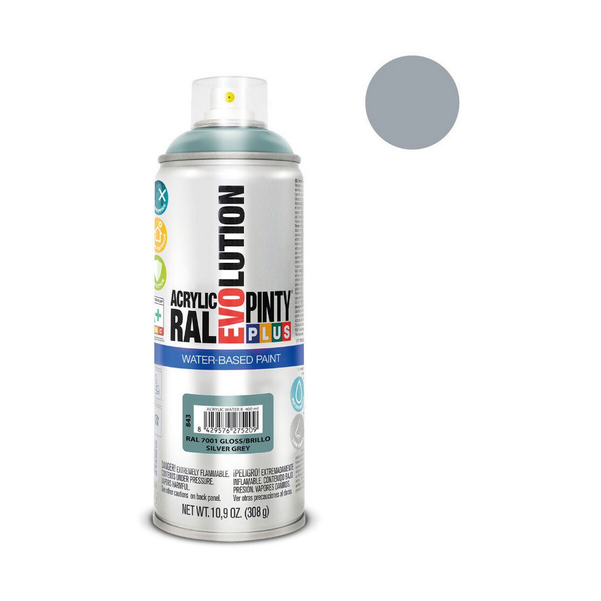 Vernice spray Pintyplus Evolution RAL 7001 400 ml Base d'acqua Silver Grey 3 S7910637_1