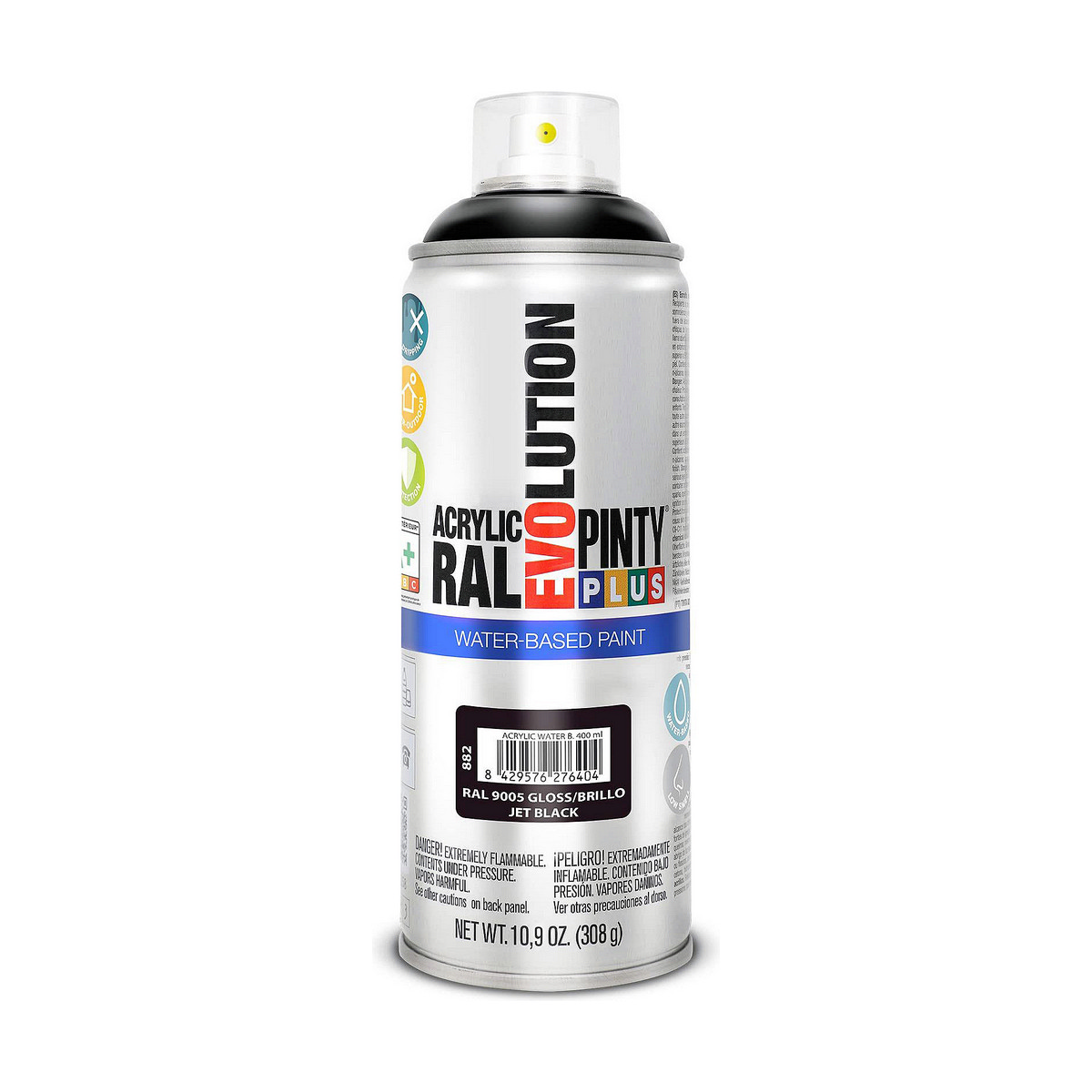 Vernice spray Pintyplus Evolution RAL 9005 Base d'acqua Jet Black 400 ml 2 S7910642_0