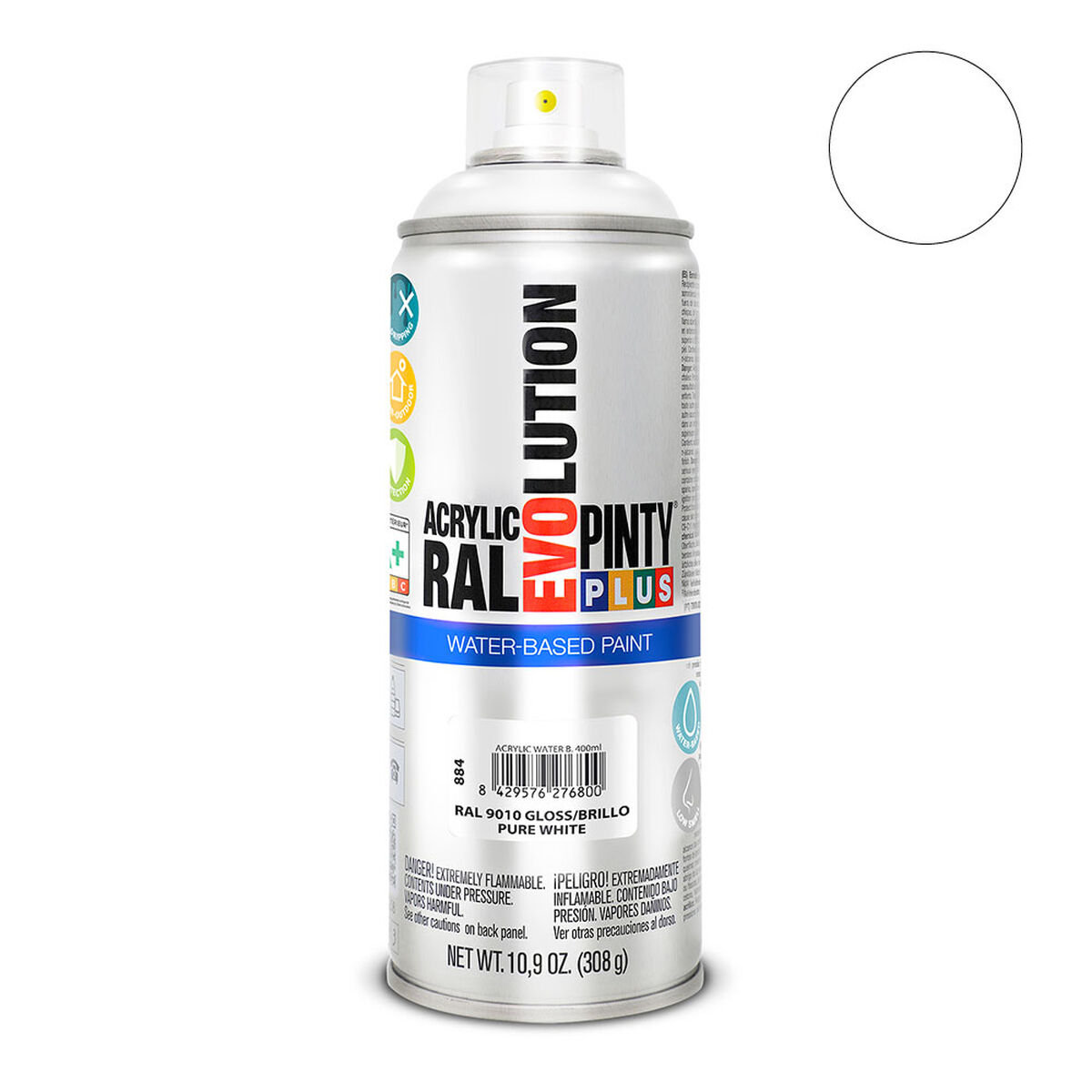 Vernice spray Pintyplus Evolution RAL 9010 400 ml Base d'acqua Pure White 3 S7910644_1