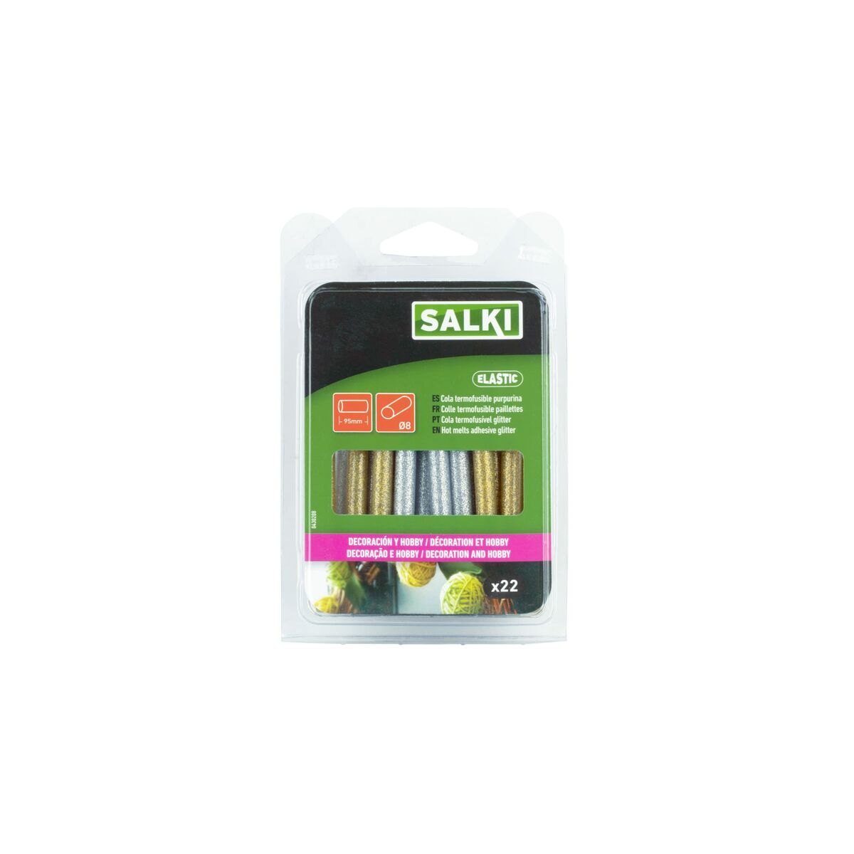 Stick di colla a caldo Salki 430208 Argentato Dorato Porporina Decorazione Ø 8 x 95 mm 105 g (22 Unità) 3 S7919382_1
