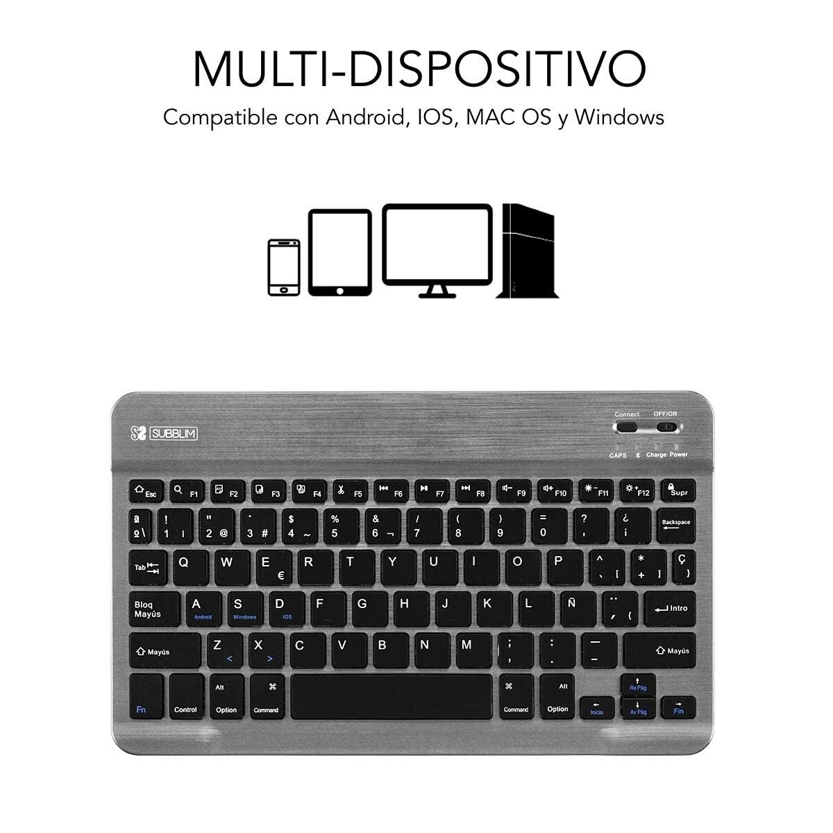 Tastiera Subblim SUB-KBT-SM0002 Grigio Qwerty in Spagnolo 3 S9906994_1