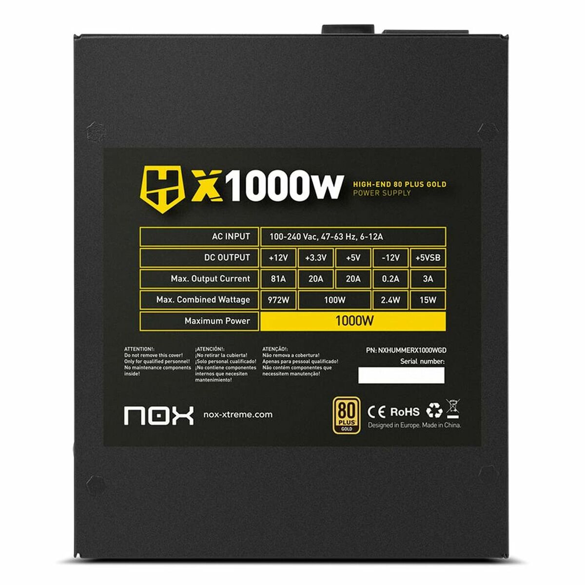 Fonte di Alimentazione Nox NXHUMMERX1000WGD ATX 1000 W 80 Plus Gold 5 S9912012_3