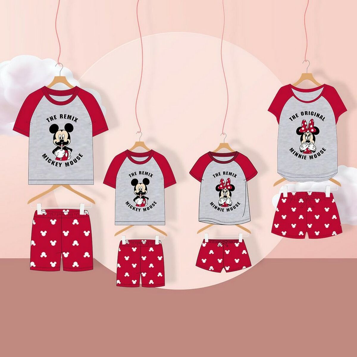 Pigiama Estivo Minnie Mouse Rosso Donna Grigio 5 S0731124_3