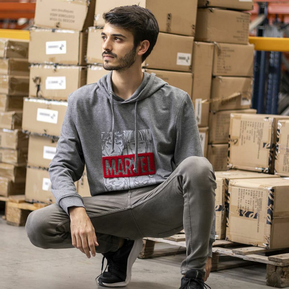 Felpa con Cappuccio Uomo Marvel Grigio Grigio scuro 4 S0733783_2