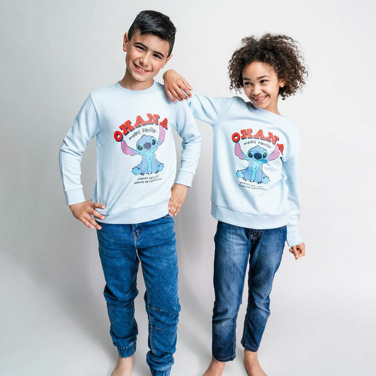 Felpa senza Cappuccio Unisex Stitch Azzurro Chiaro 3 S0734575_1
