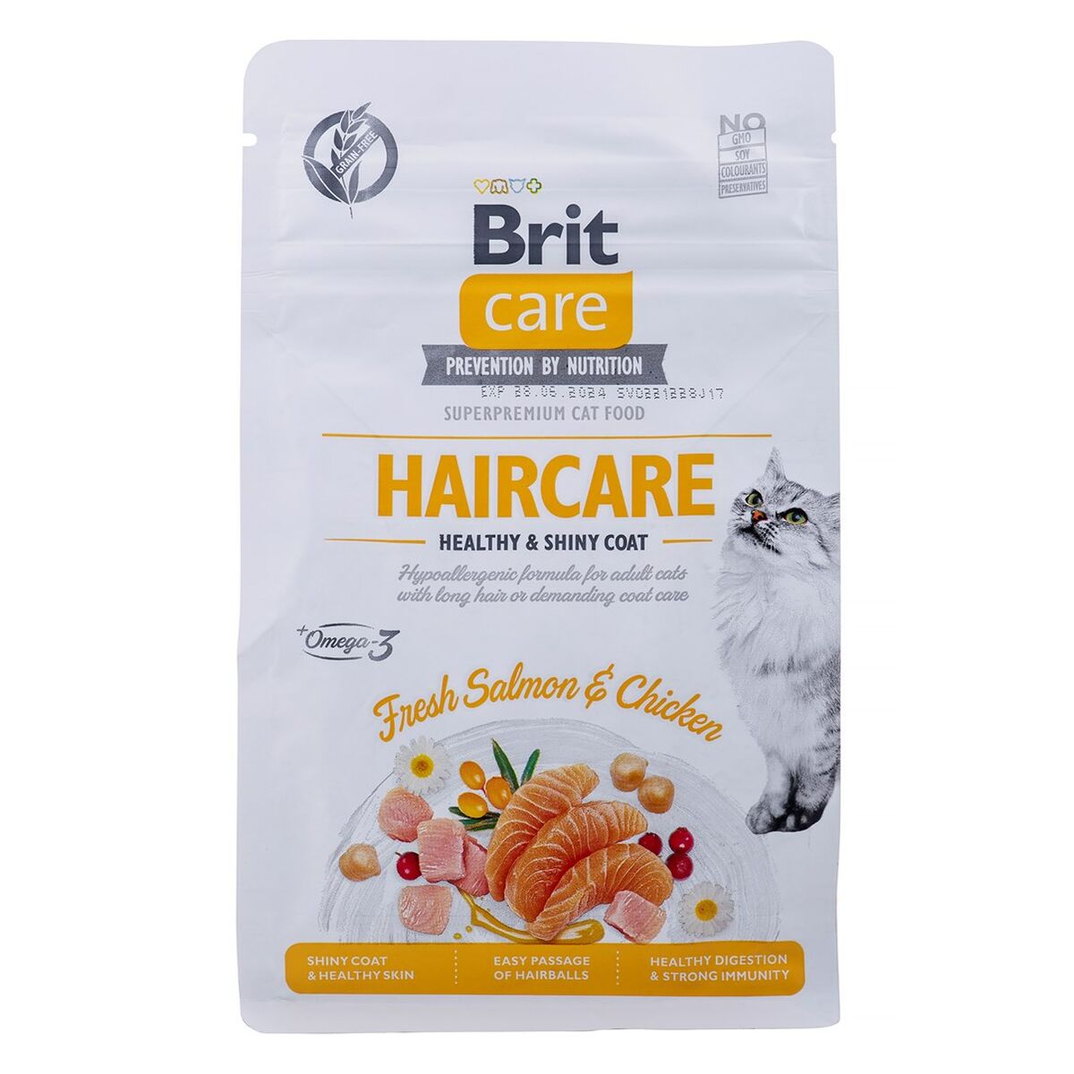 Cibo per gatti Brit Care Grain Free Haircare Healthy & Shiny Coat Adulto Pollo Salmone 400 g 2 S9108694_0