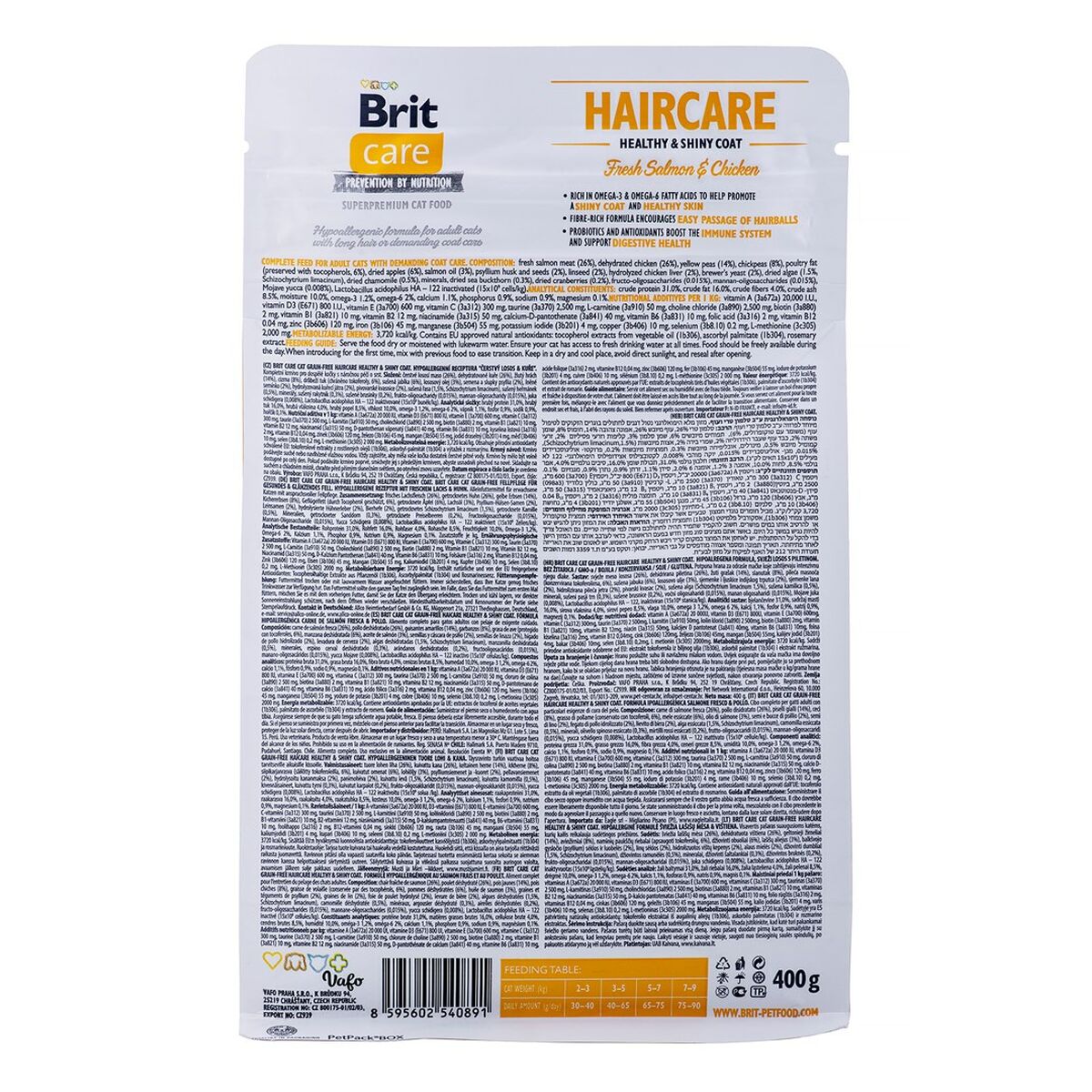 Cibo per gatti Brit Care Grain Free Haircare Healthy & Shiny Coat Adulto Pollo Salmone 400 g 3 S9108694_1