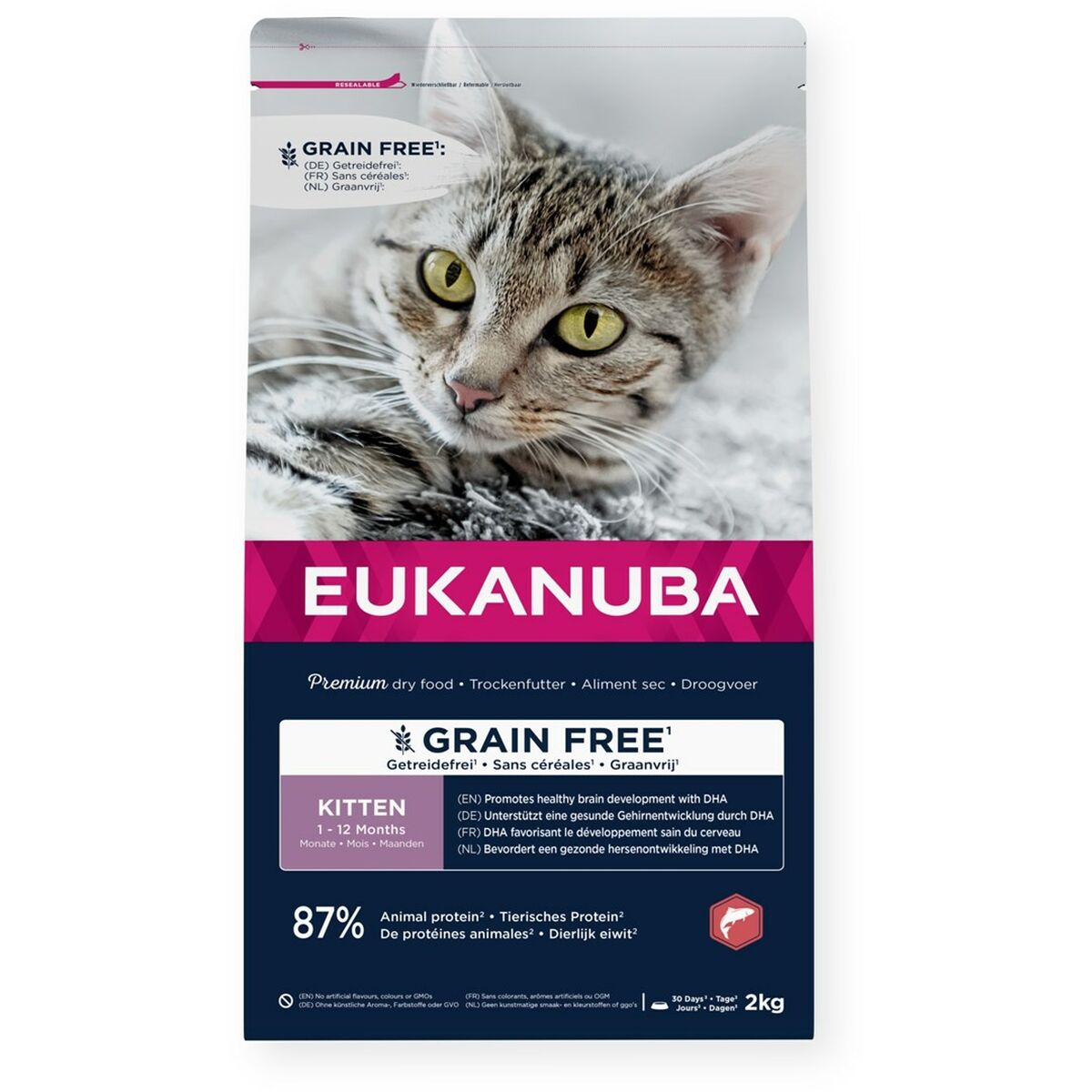 Cibo per gatti Eukanuba Grain Free Kitten Salmon Pesce 2 Kg 2 S91099136_0