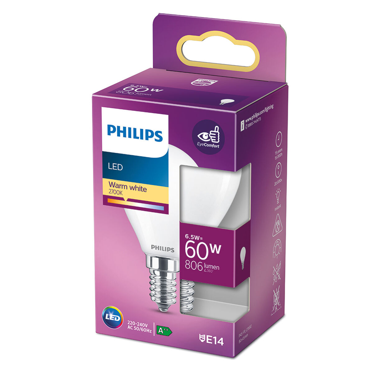 Lampadina LED Philips E 6.5 W 6,5 W 60 W E14 806 lm Ø 4,5 x 8 cm (2700 K) 5 S7907782_3