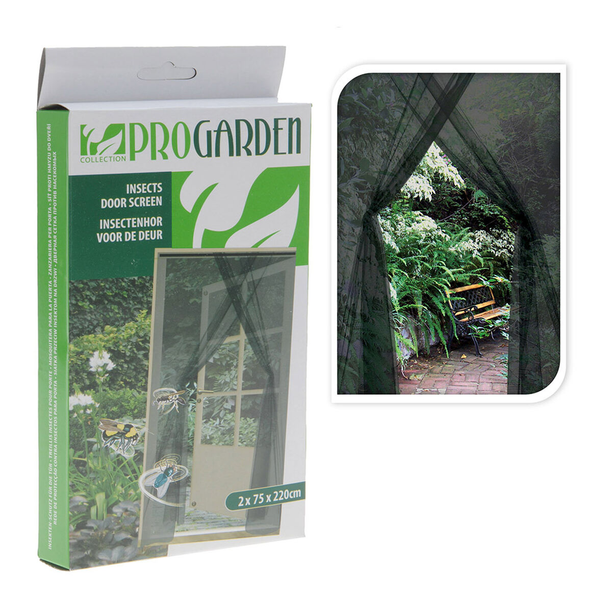 Tenda Zanzariera Progarden Porte 2 Pezzi Fibra di Vetro Nero (2 x 75 x 220 cm) 2 S7900669_0