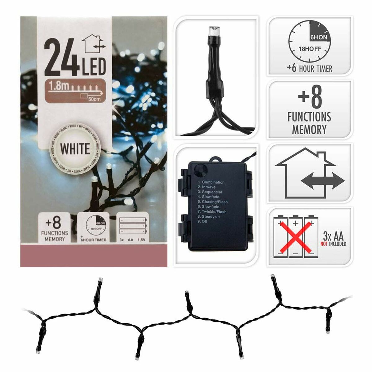 Ghirlanda di Luci LED 1,8 m (Bianco Freddo) 3 S7901239_1