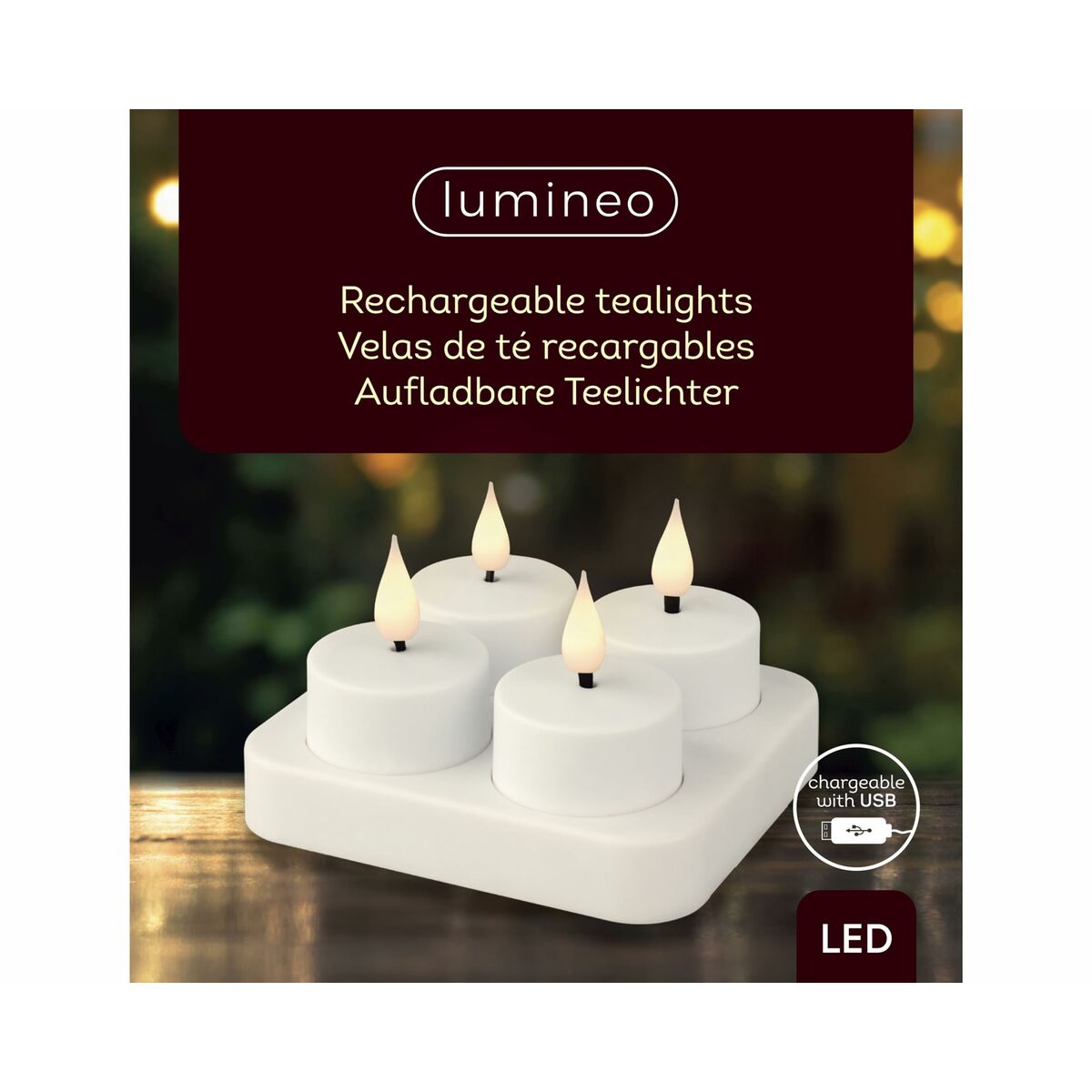 Candela LED Lumineo 485346 Bianco Ricaricabile Interno (4 Unità) 4 S7922396_2