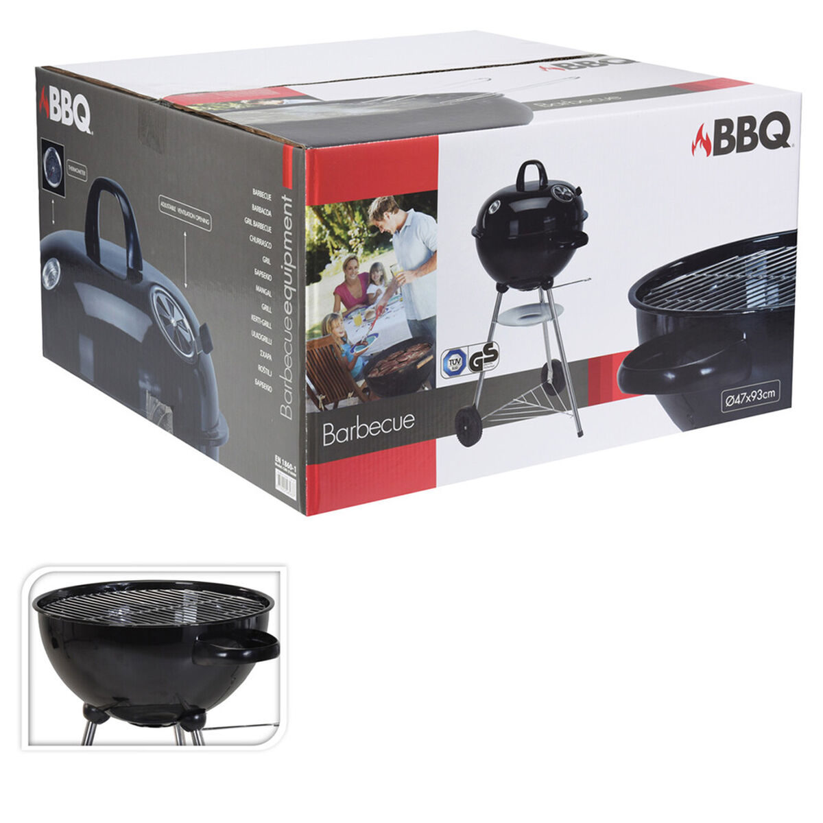 Barbecue a Carboni con Ruote Nero 47 x 90 cm Rotonda 3 S7926863_1