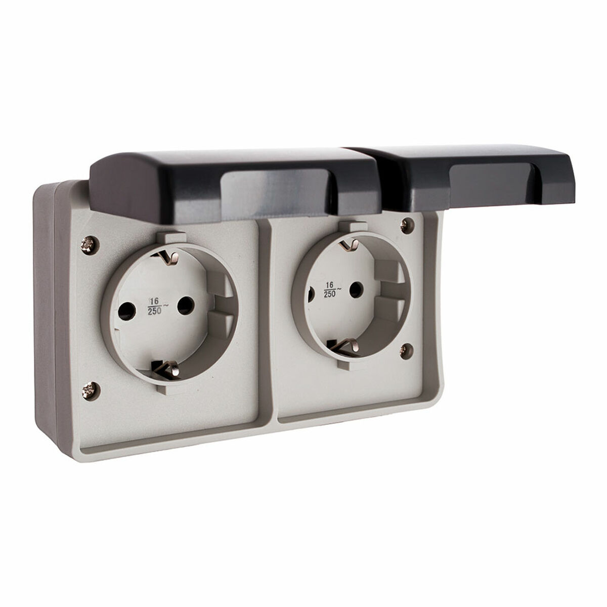 Base della spina EDM Grigio Superficie 250 V 16 A IP44 Con coperchio Doppia A Tenuta Stagna 2 S7916856_0