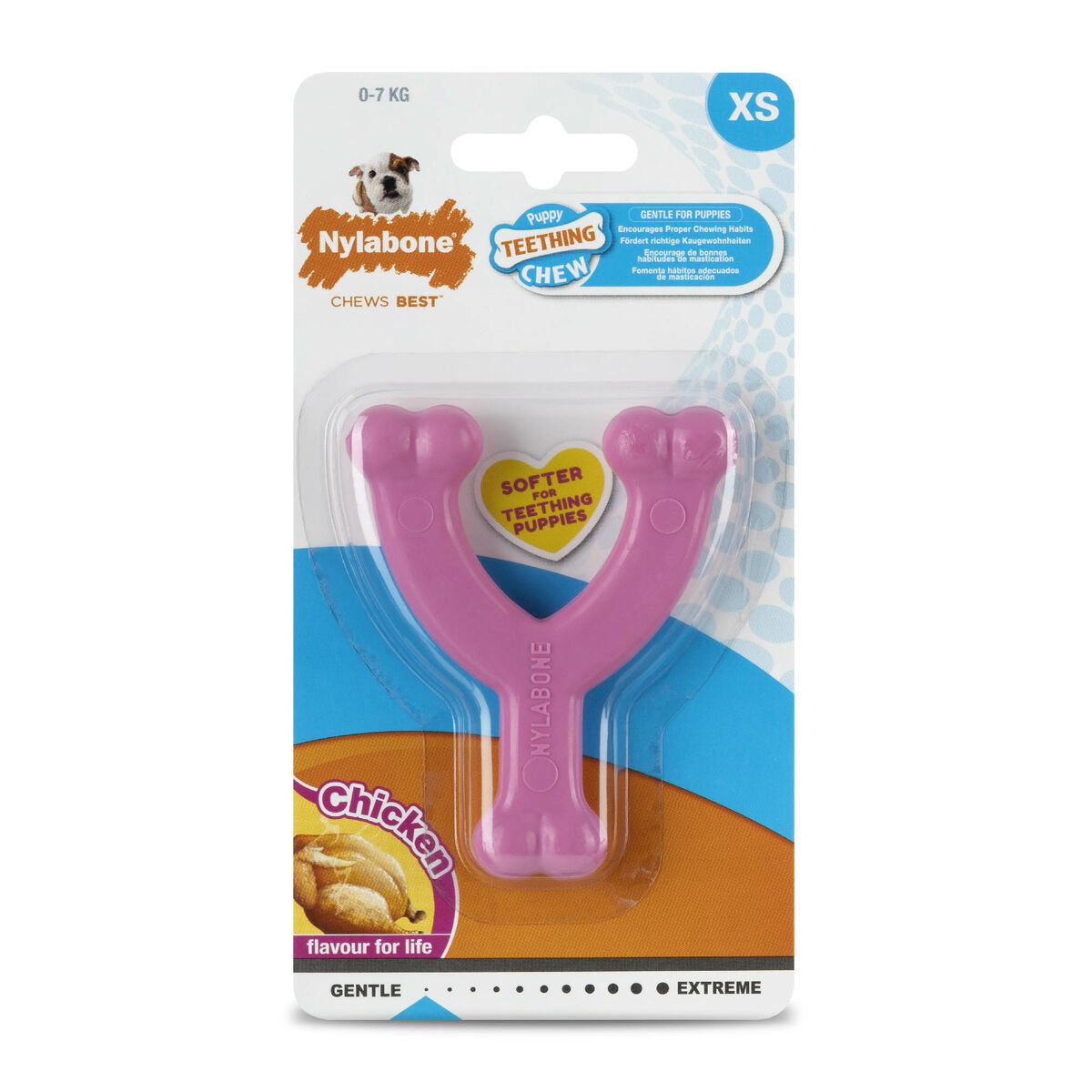 Giocattolo da mordere per cani Nylabone WISHBONE Rosa Pollo XS 2 S6105030_0