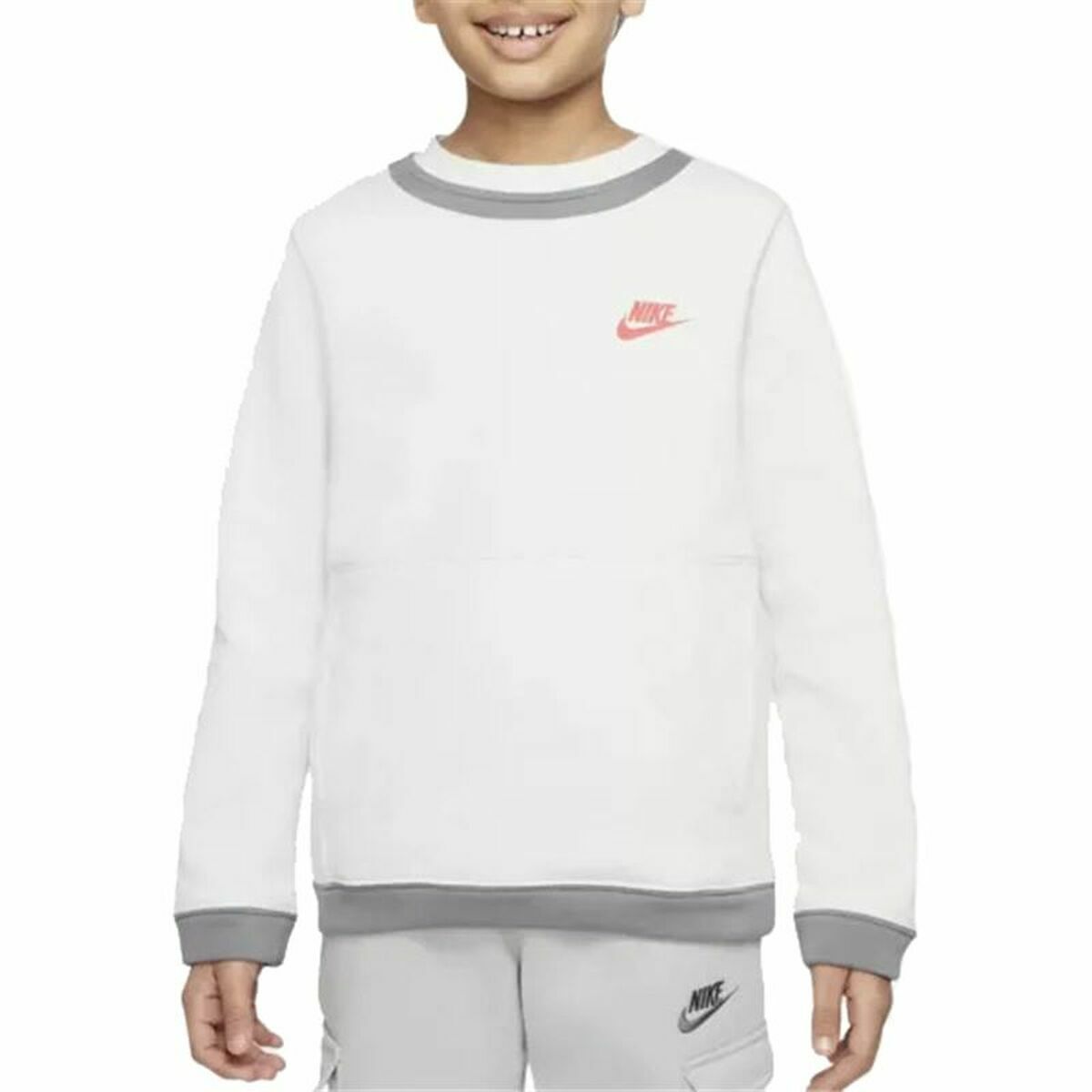 Felpa senza Cappuccio Bambino Nike Amplify Bianco 2 S6469103_0