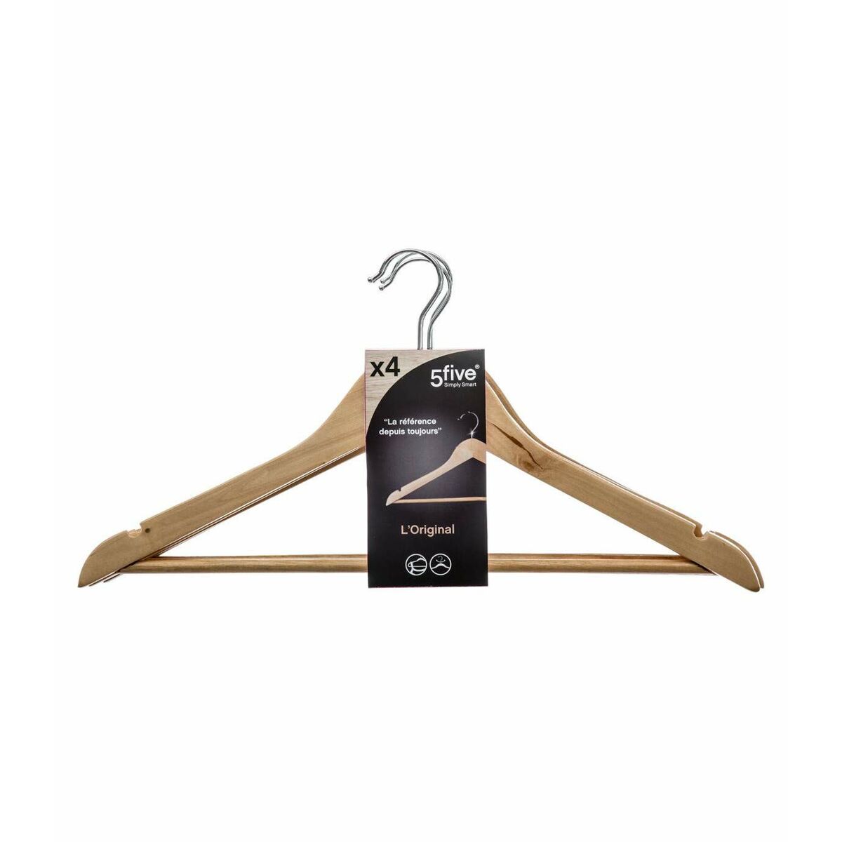 Set di Grucce 5five Simply Smart Marrone Naturale Legno 44 x 23 cm (4 Unità) 2 S7903013_0