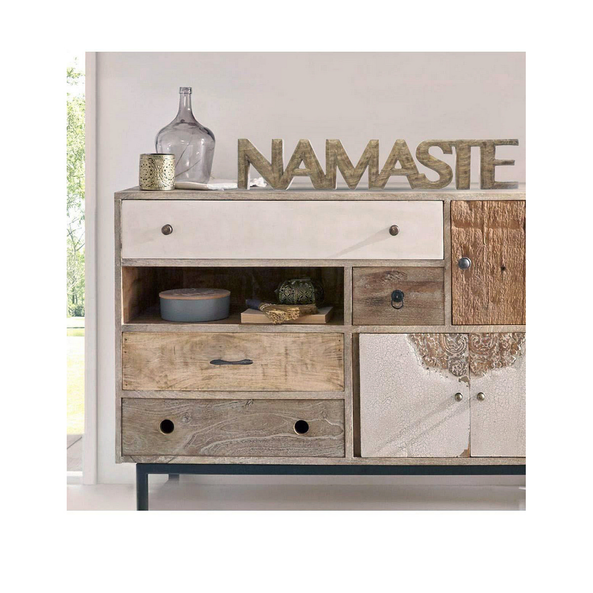 Statua Decorativa Atmosphera Namaste Legno di mango (54 x 3,5 x 10 cm) 3 S7912237_1