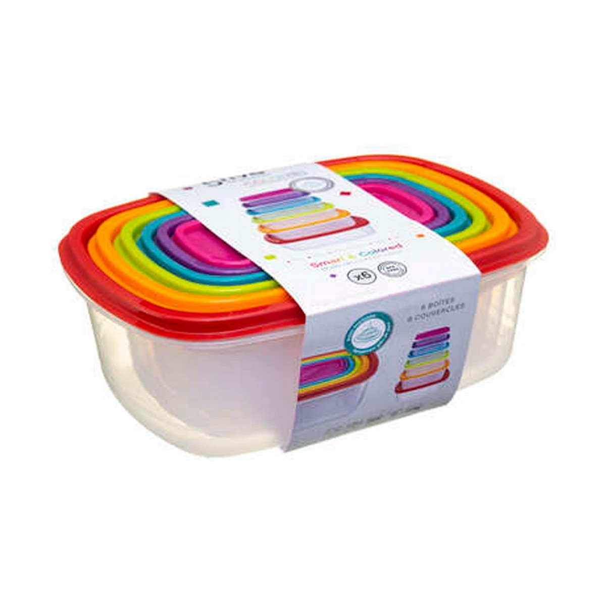 Set di 6 scatole porta pranzo 5five Simply Smart polipropilene 300 ml 225 ml 175 ml 12,5 ml 0,3 g 245 ml Multicolore Rettangolar 10 S7903228_8