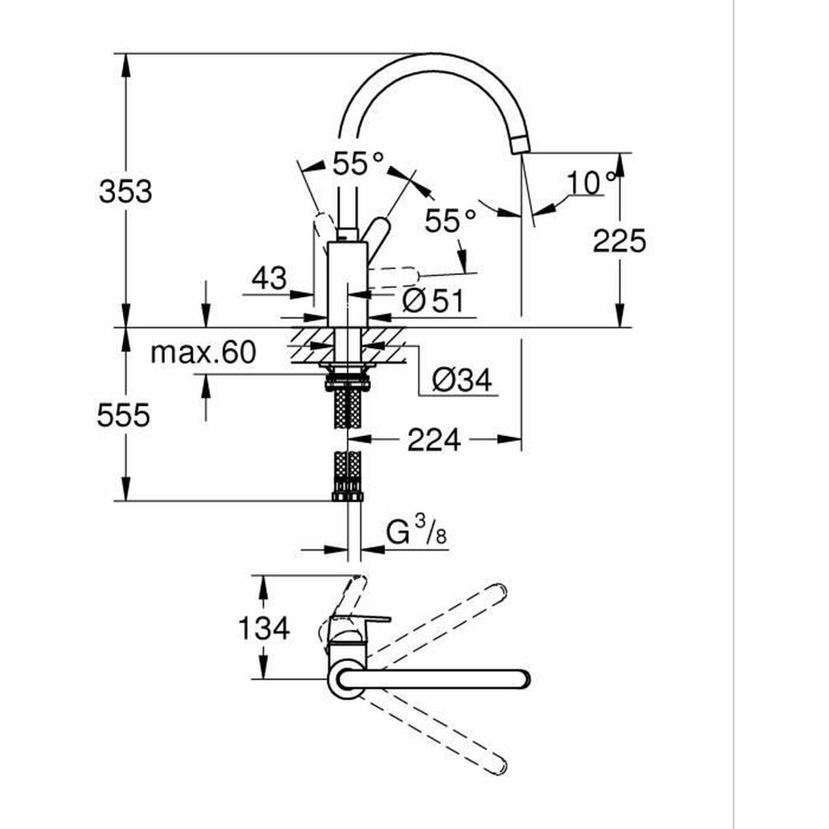 Kitchen Tap Grohe Get - 31494001 Forma a C Metallo 4 S7193738_2