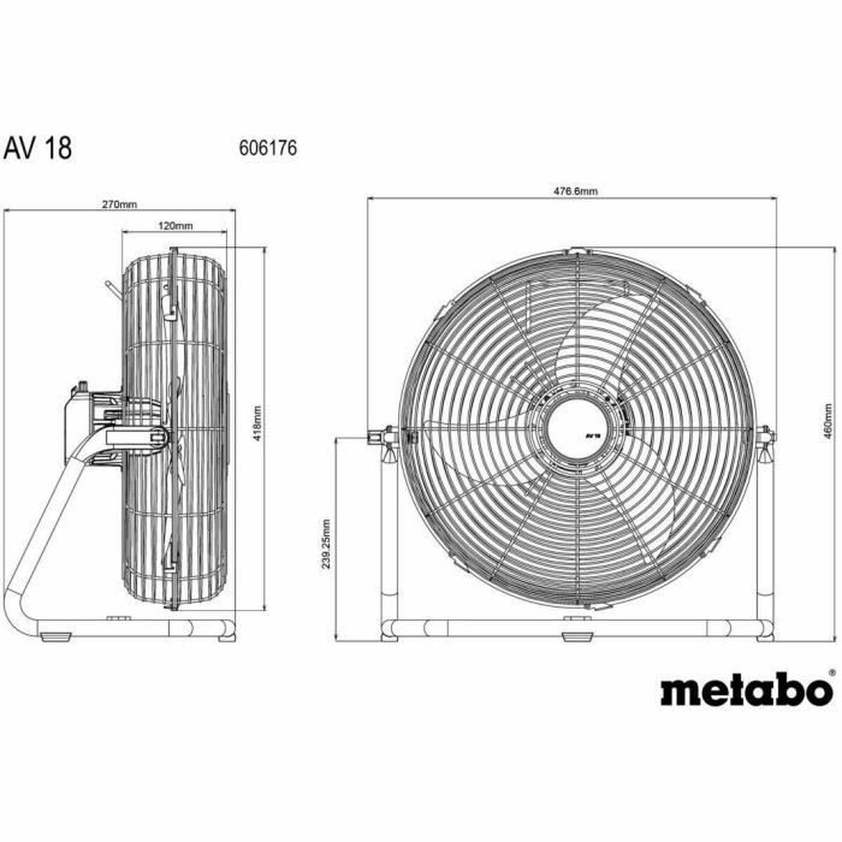 Ventilatore da Terra Metabo AV 18 Bianco 4 S71002593_2