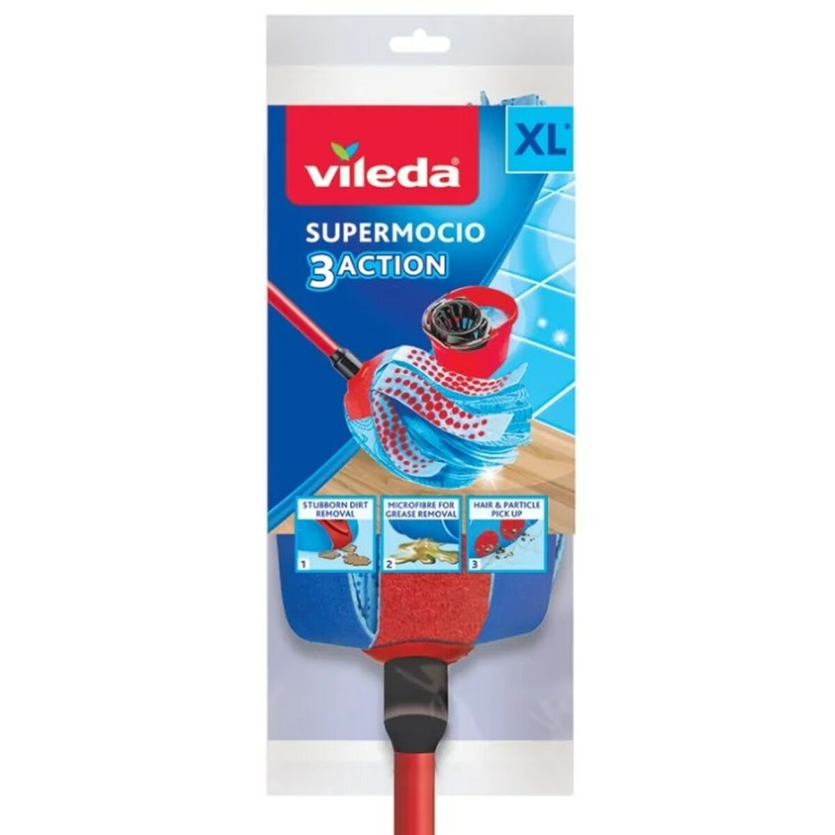 Spazzolone Vileda 3Action Velour XL Azzurro Rosso 3 S9126695_1