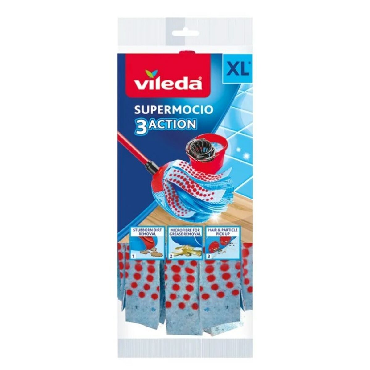 Spazzolone Vileda 3Action Velour XL Azzurro Rosso 11 S9126695_9