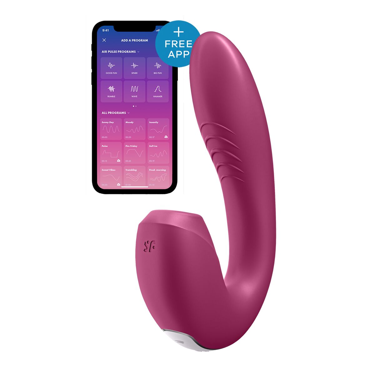 Vibratore Doppia Stimolazione Supernova Insertable Satisfyer Sunray Rosso Fucsia 8 S9402694_6