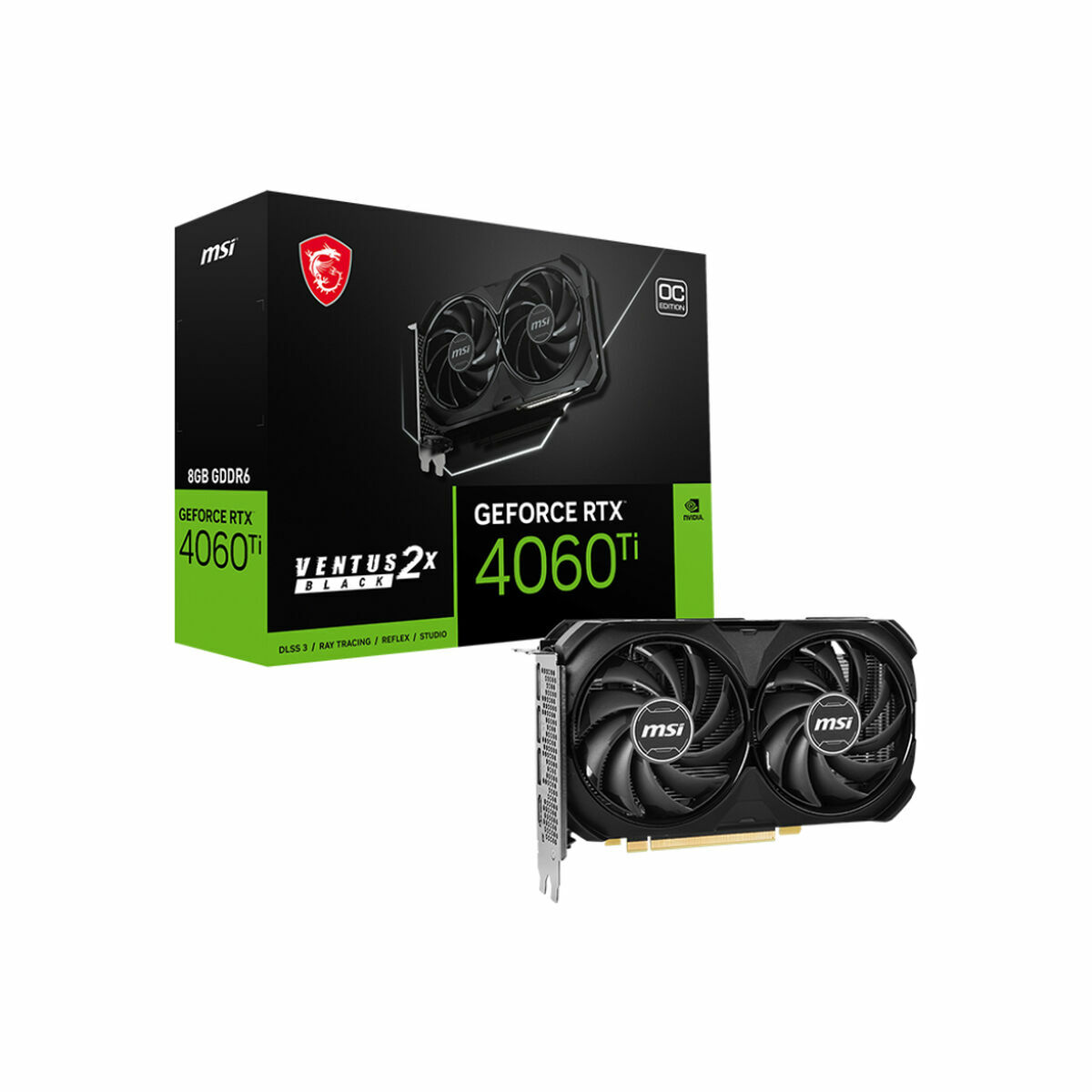 Scheda Grafica MSI GEFORCE RTX 4060 TI VENTUS 2X BLACK 8G OC Geforce RTX 4060 Ti 8 GB GDDR6 3 S7190471_1