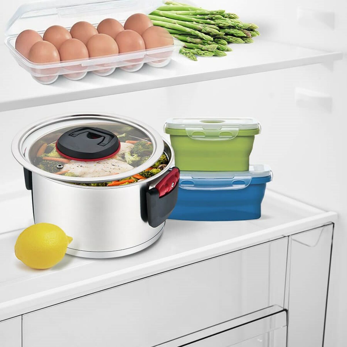 Pentola con Coperchio Feel Maestro MR-3530-20 Nero Rosso Acciaio Acciaio inossidabile Plastica Ø 20 cm 3,2 L 6 S9102988_4