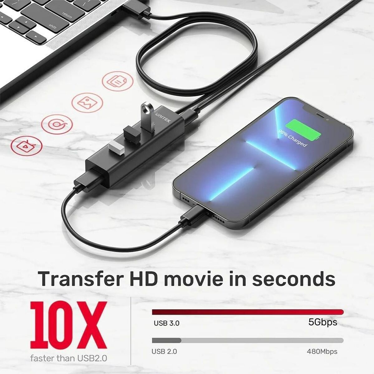 Hub USB Unitek Y-3089V01 6 S91105914_4