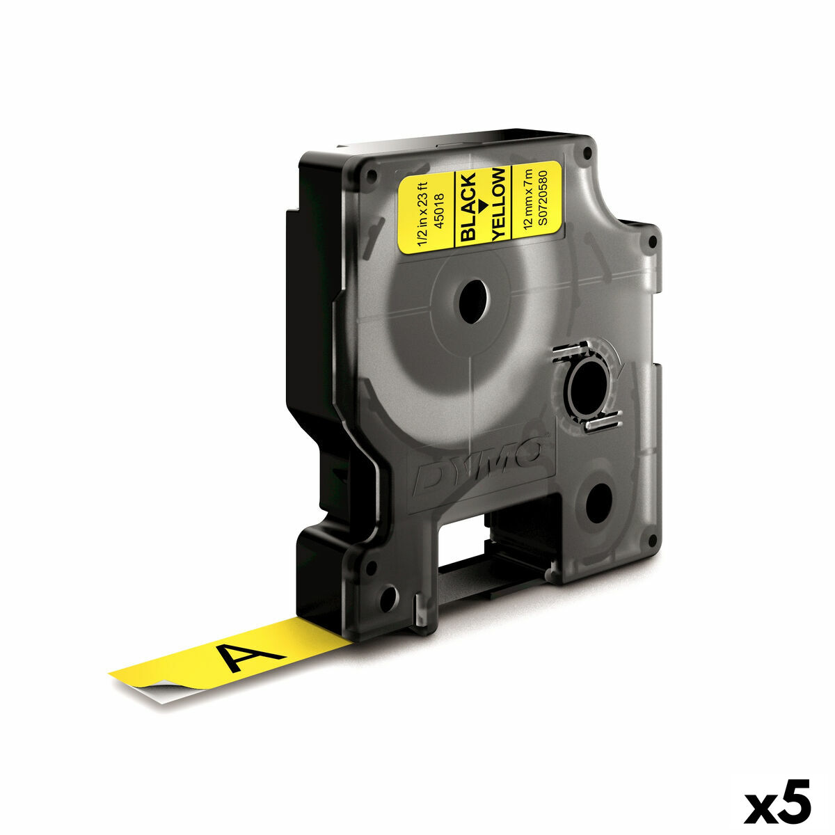 Nastro Laminato per Etichettatrici Dymo D1 45018 12 mm LabelManager™ Giallo Nero (5 Unità) 2 S8424265_0