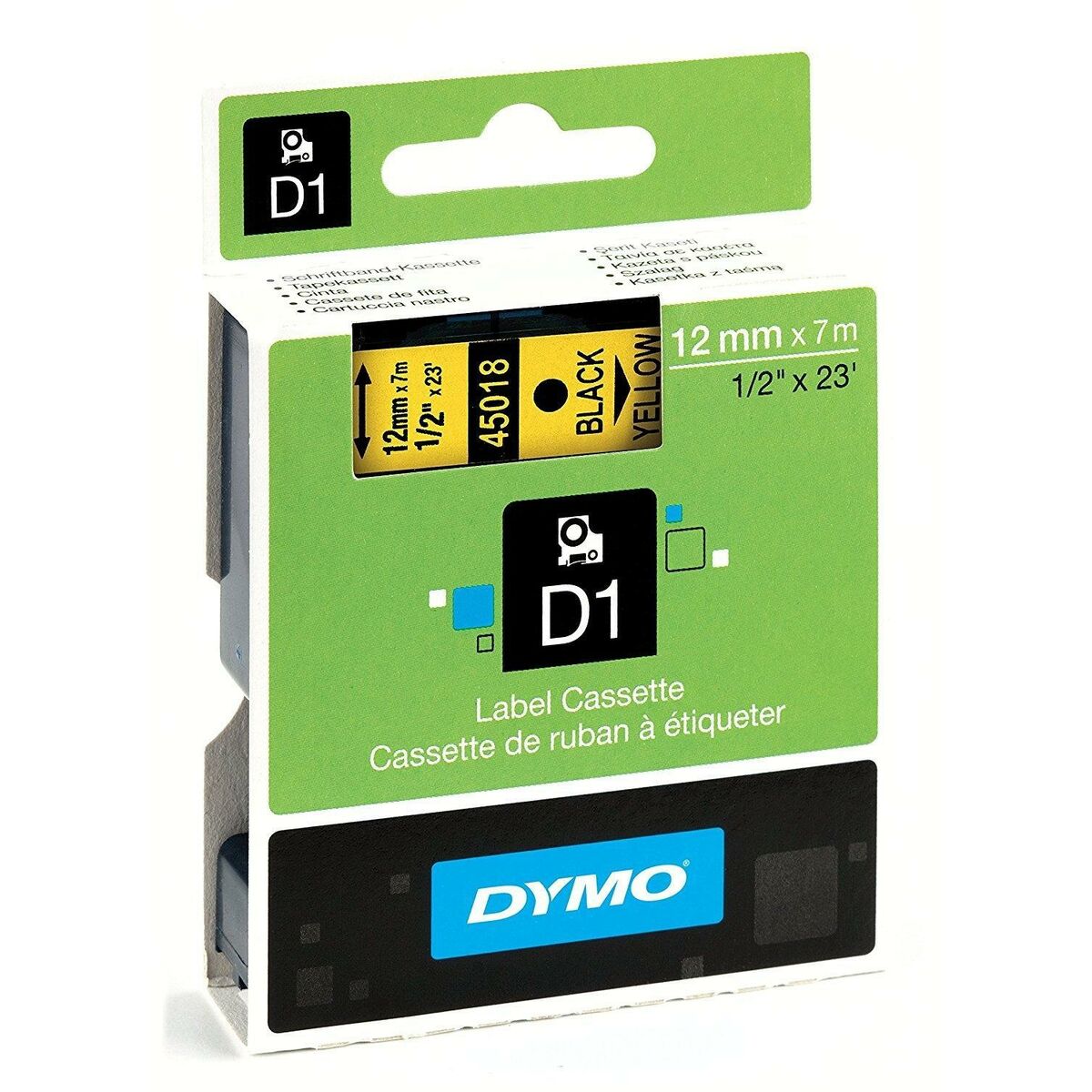 Nastro Laminato per Etichettatrici Dymo D1 45018 12 mm LabelManager™ Giallo Nero (5 Unità) 3 S8424265_1