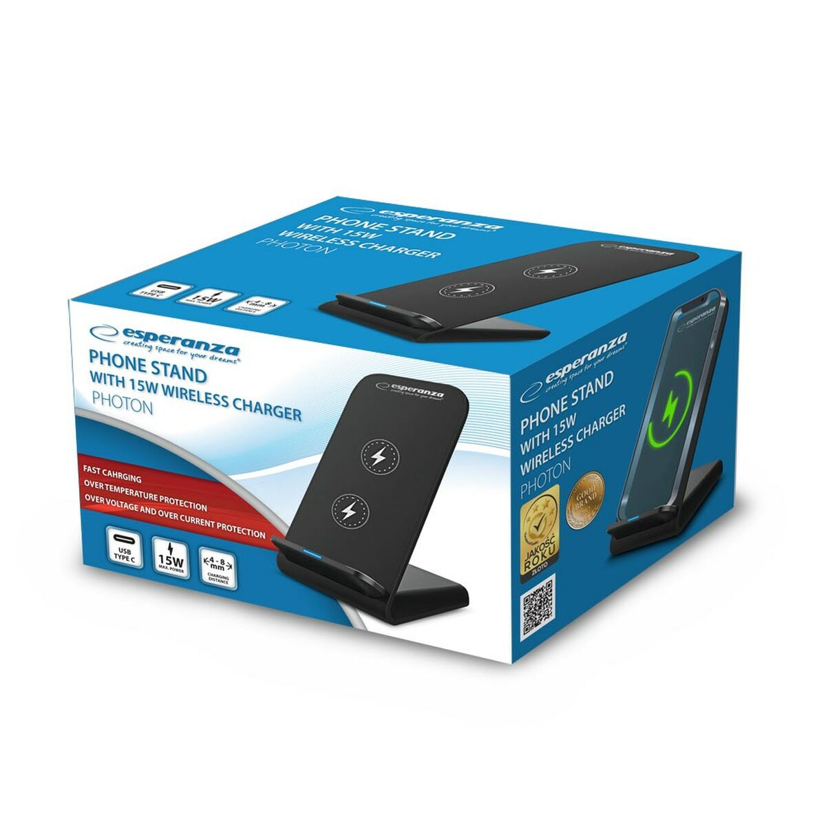 Caricabatterie senza fili con Supporto per Cellulari Esperanza EZC101 Nero 7 S9132683_5