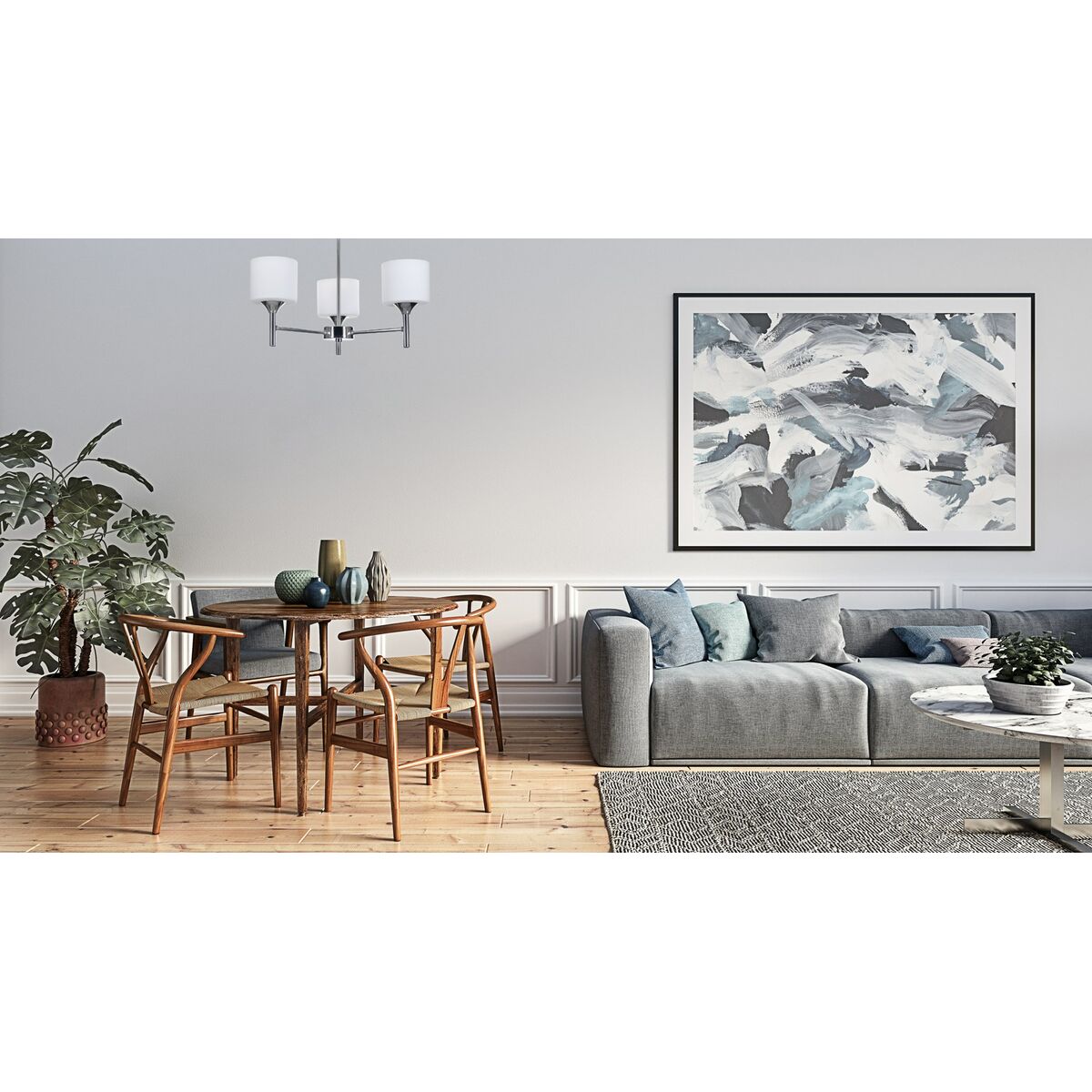 Lampadario Activejet AJE-MIRA 3P Bianco Argentato Metallo 40 W 3 S9121636_1