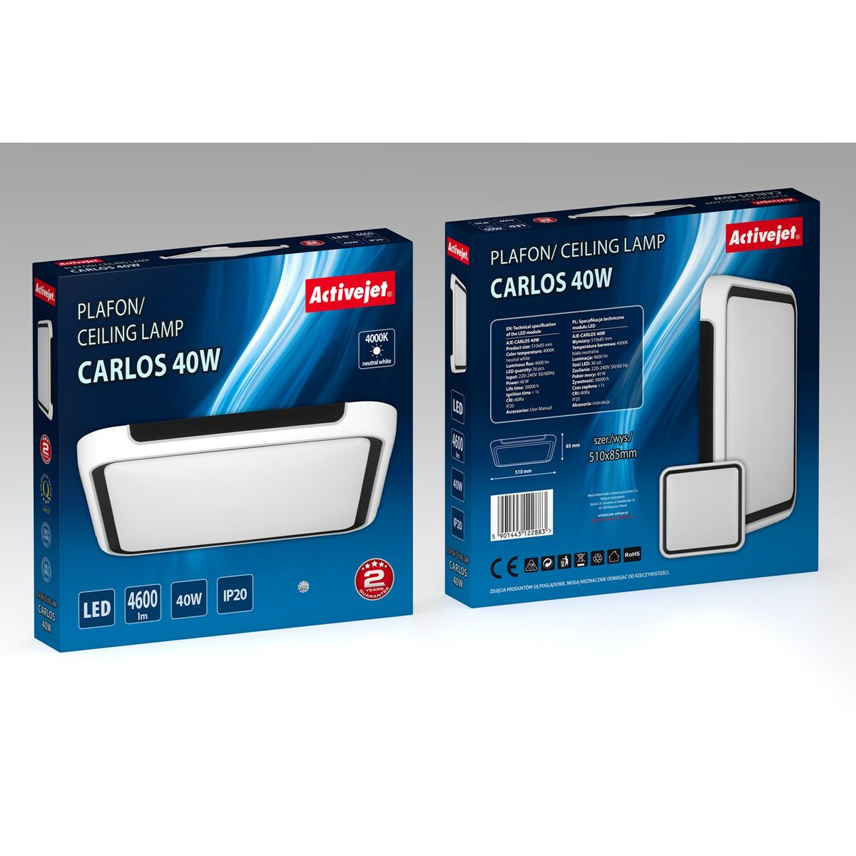Lampadario Activejet AJE-CARLOS 40W Bianco Nero 80 (4000 K) 5 S9193597_3