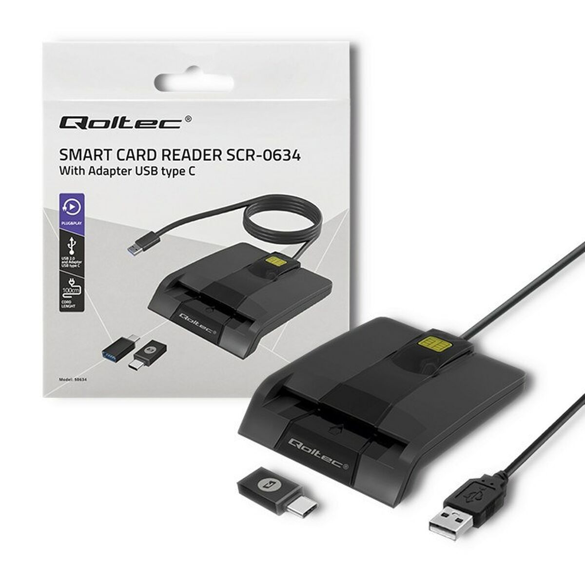 Lettore di Schede Qoltec 50634 Nero 2 S9144776_0