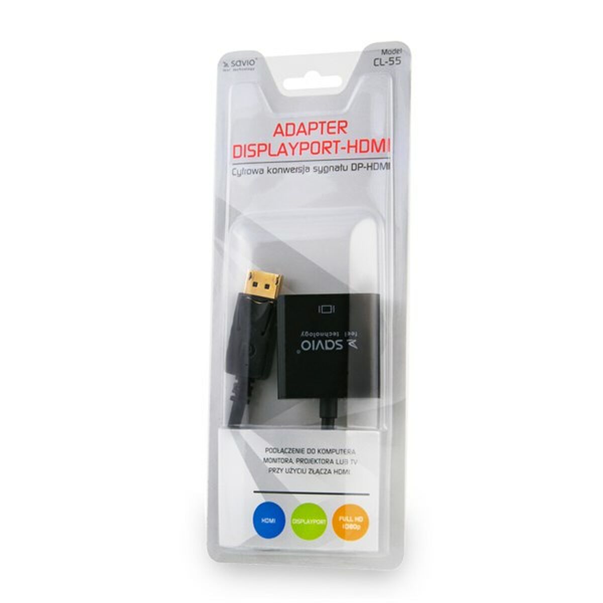 Adattatore DisplayPort con HDMI Savio CL-55 Nero 20 cm 3 S9104751_1