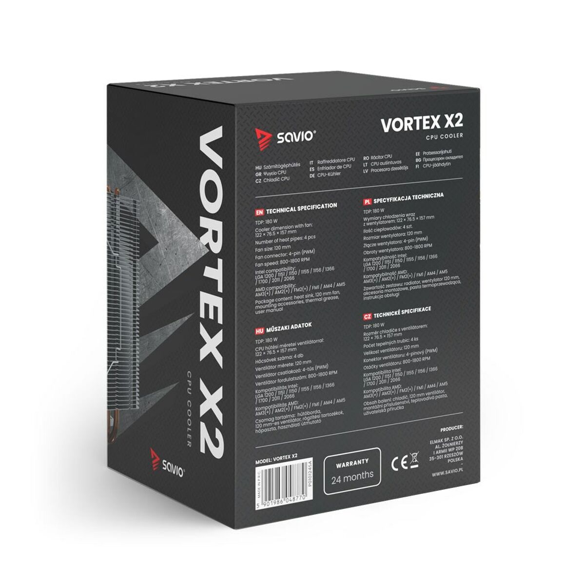 Ventola per CPU Savio VORTEX X2 3 S91102043_1